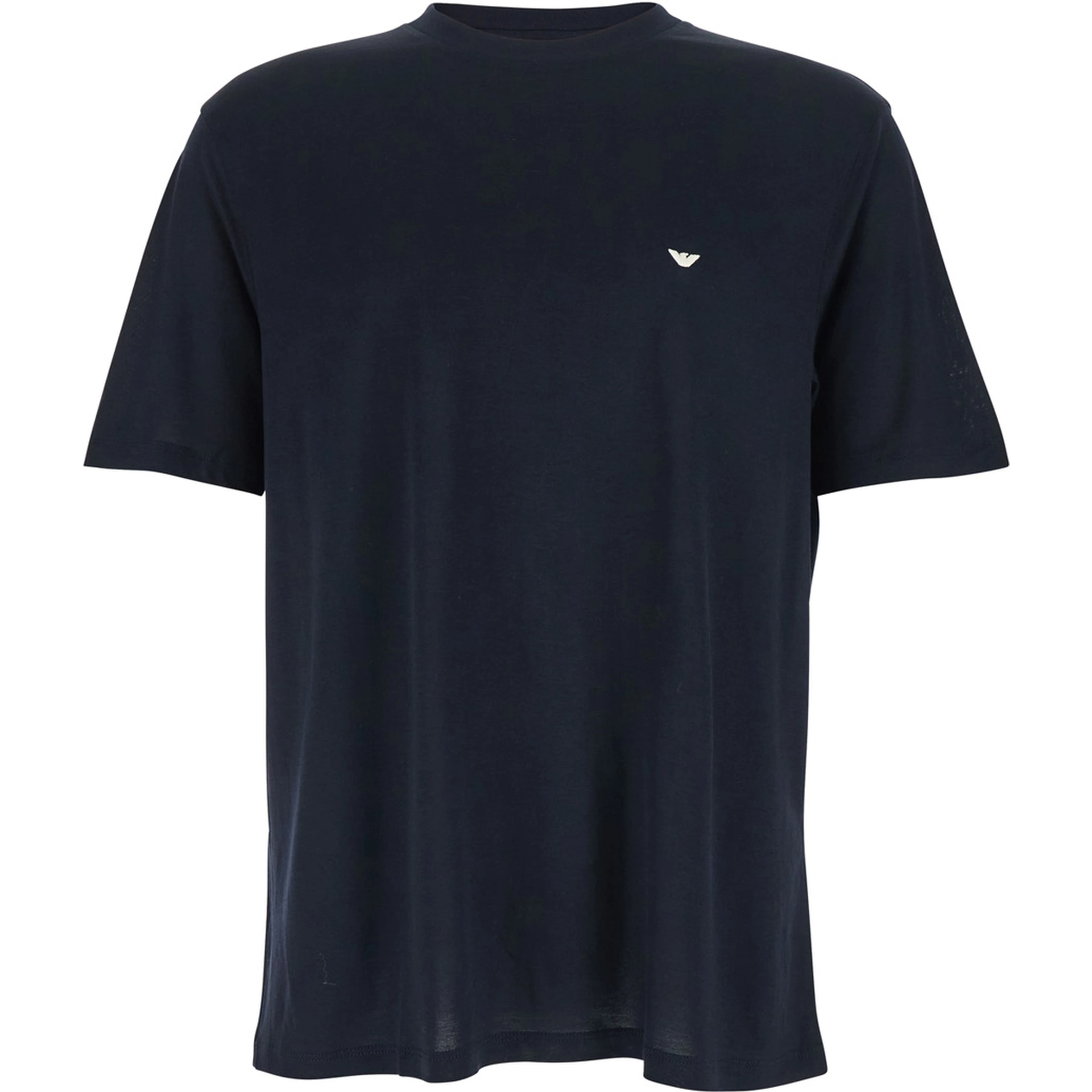 Blue T-Shirt REG FII ACQUILA A PETTO LIOCEL with Logo on the Front in Lyocell and Cotton for Men