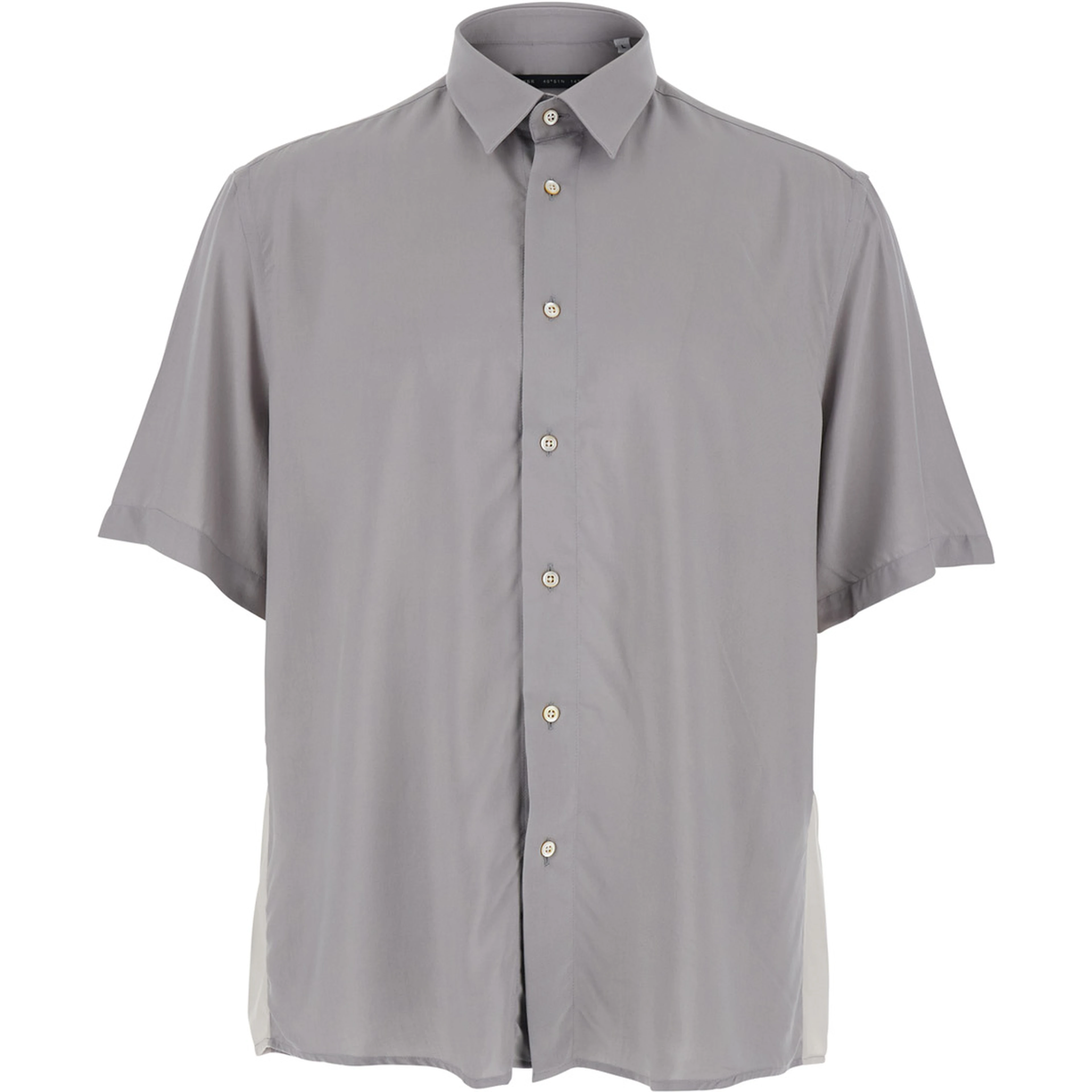 Grey Shirt with short sleeves and classic collar in Viscose for Men