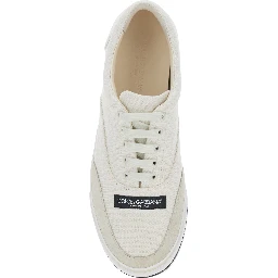Beige Low Top Sneakers with Logo Patch on the Front in Canvas for Men