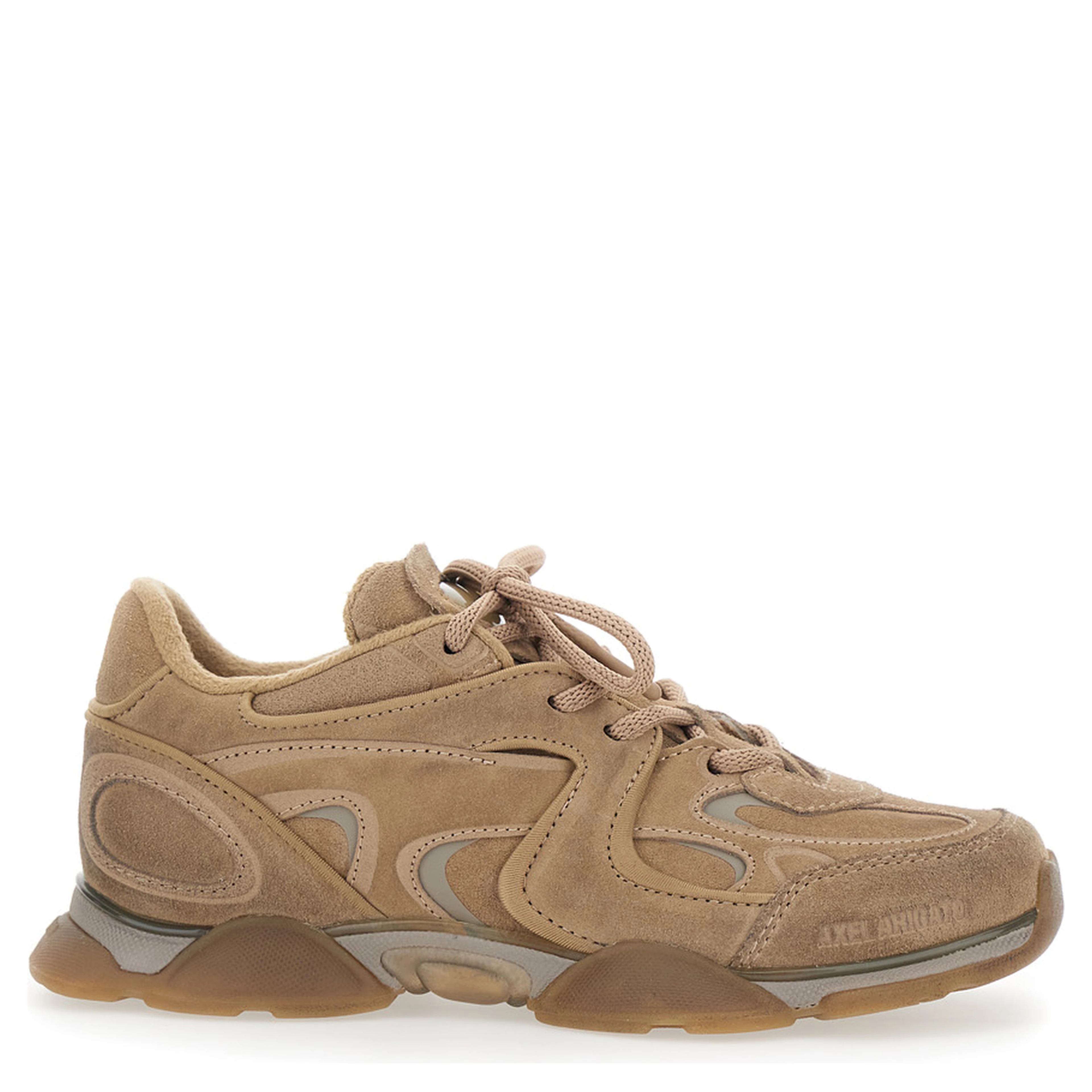 Eris Beige Low Top Sneakers with Logo Patch on the Tongue in Leather and Fabric Woman