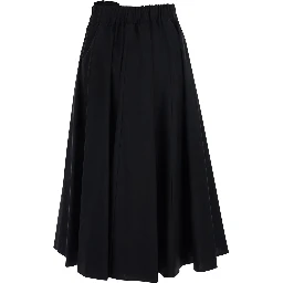 Black Skirt with Pleated Design in Cotton for Women