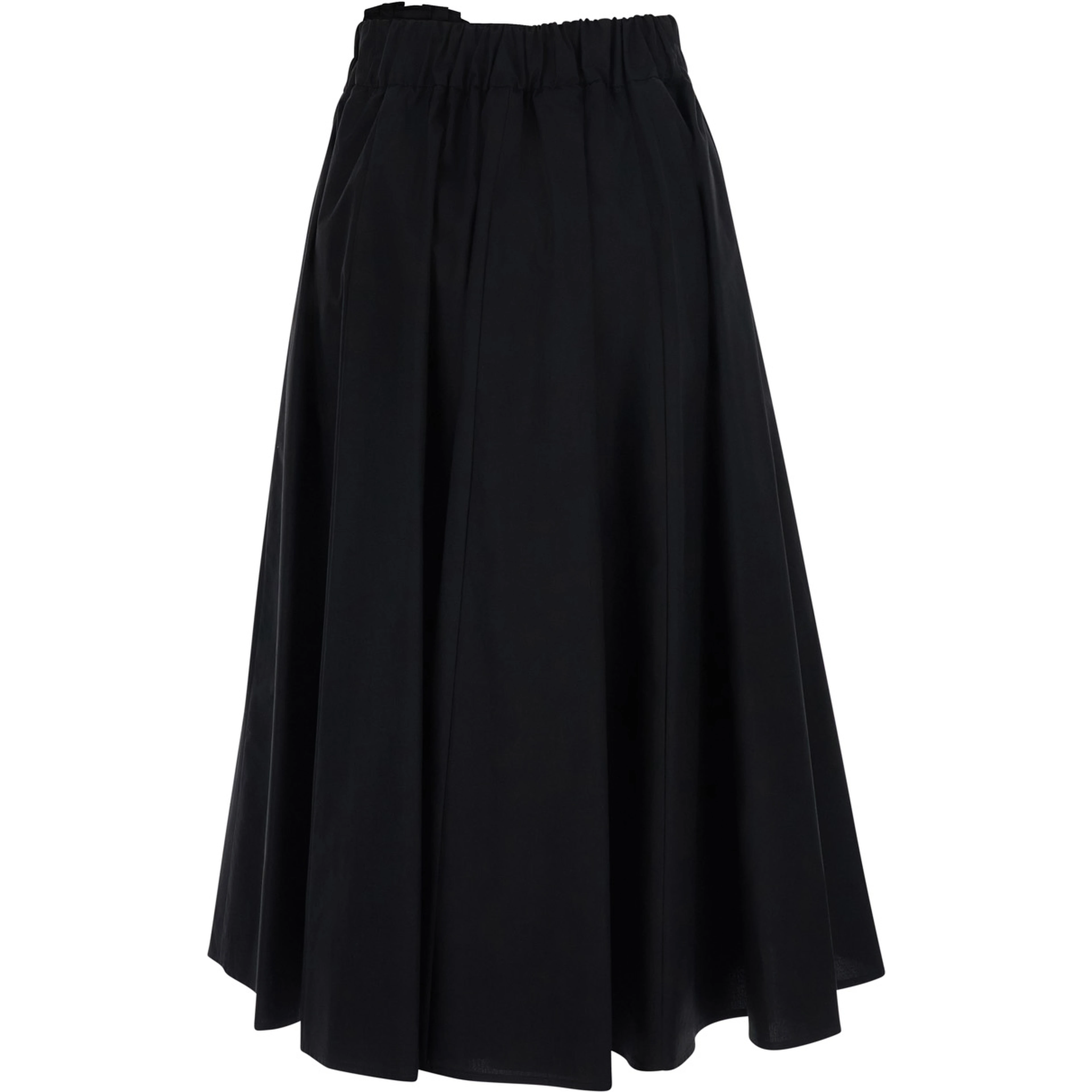 Black Skirt with Pleated Design in Cotton for Women