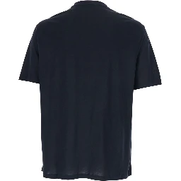 Blue T-Shirt REG FII ACQUILA A PETTO LIOCEL with Logo on the Front in Lyocell and Cotton for Men