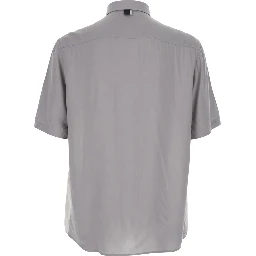 Grey Shirt with short sleeves and classic collar in Viscose for Men