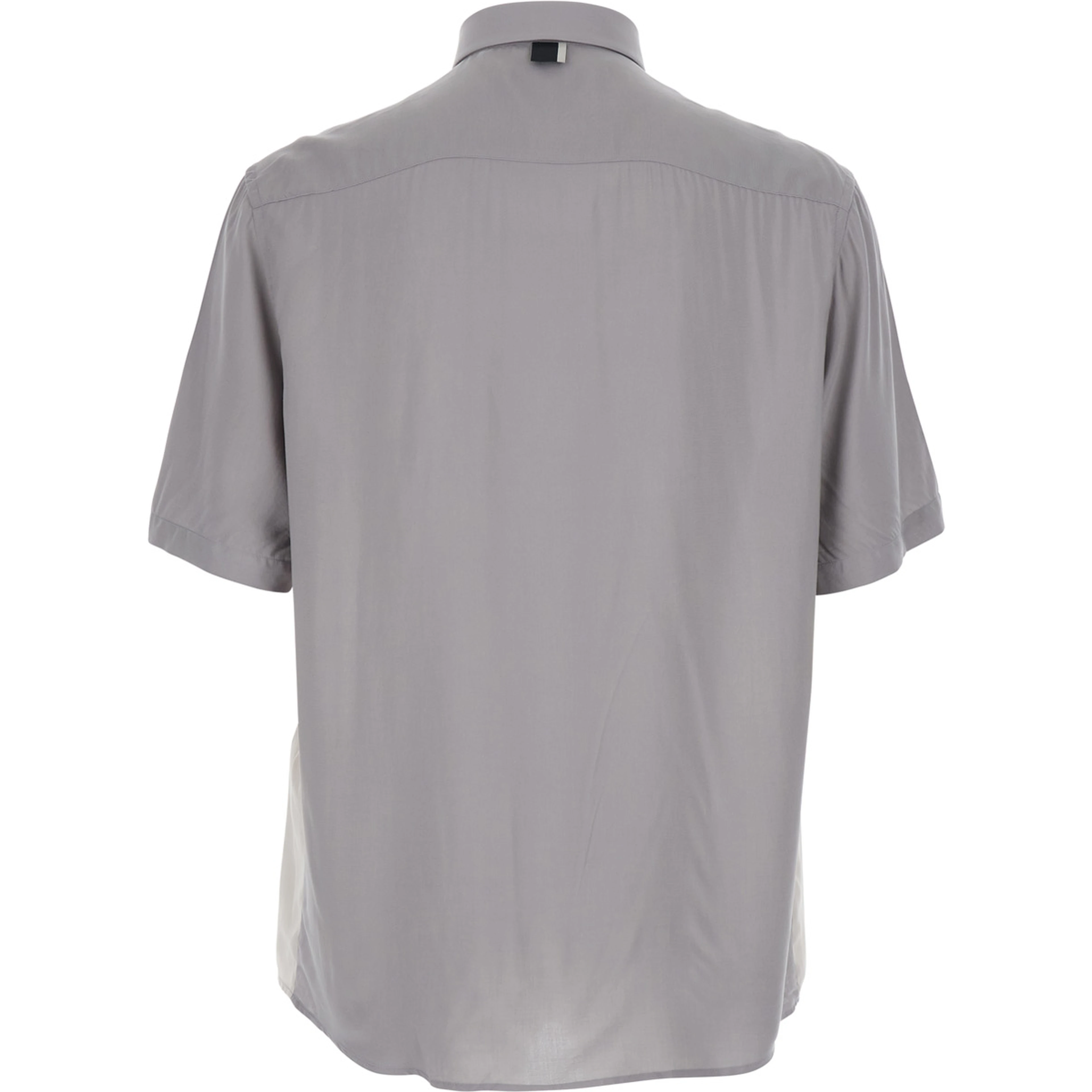 Grey Shirt with short sleeves and classic collar in Viscose for Men