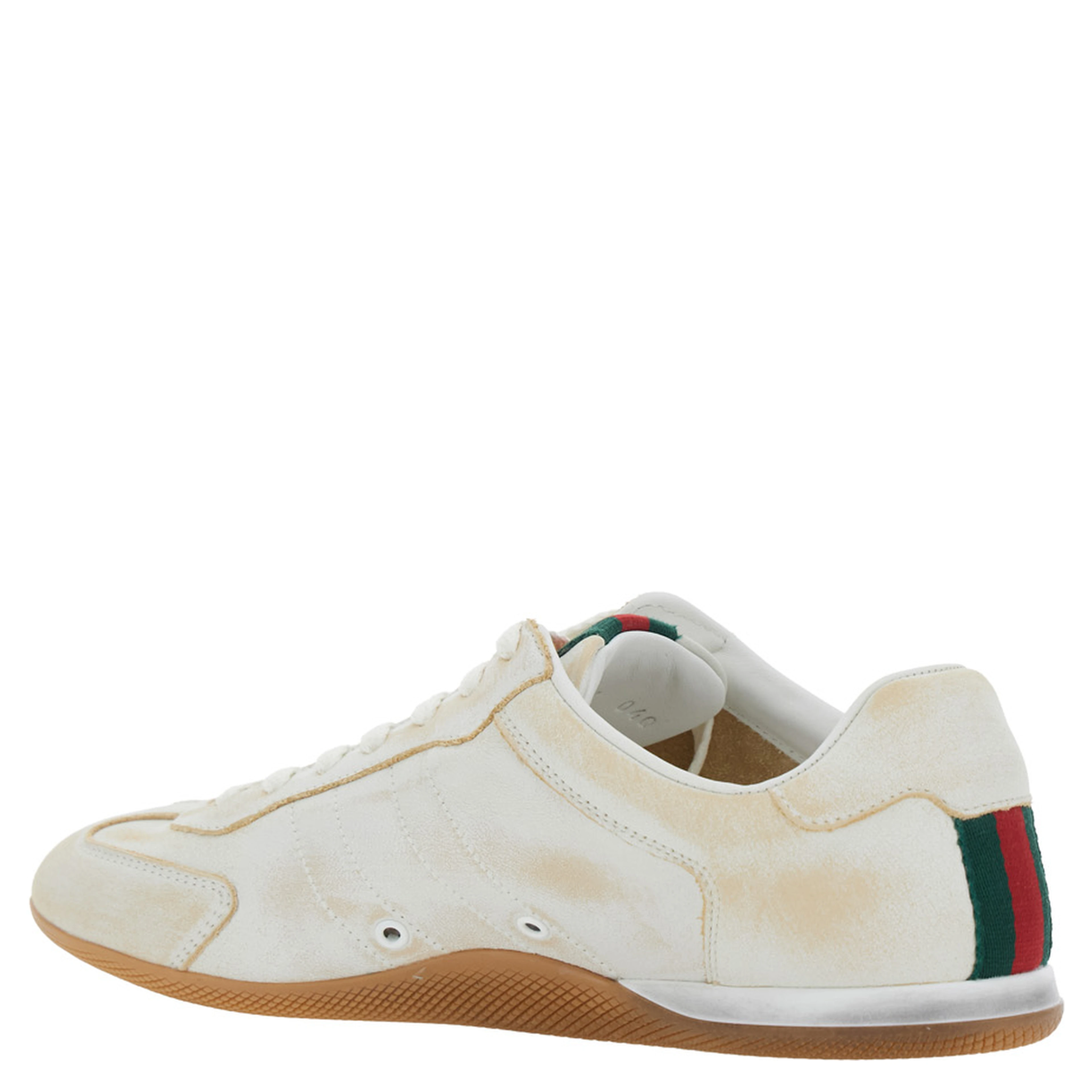 White Sneaker Elan Low Top with Web Detail on Tongue and Suede Heel for Women