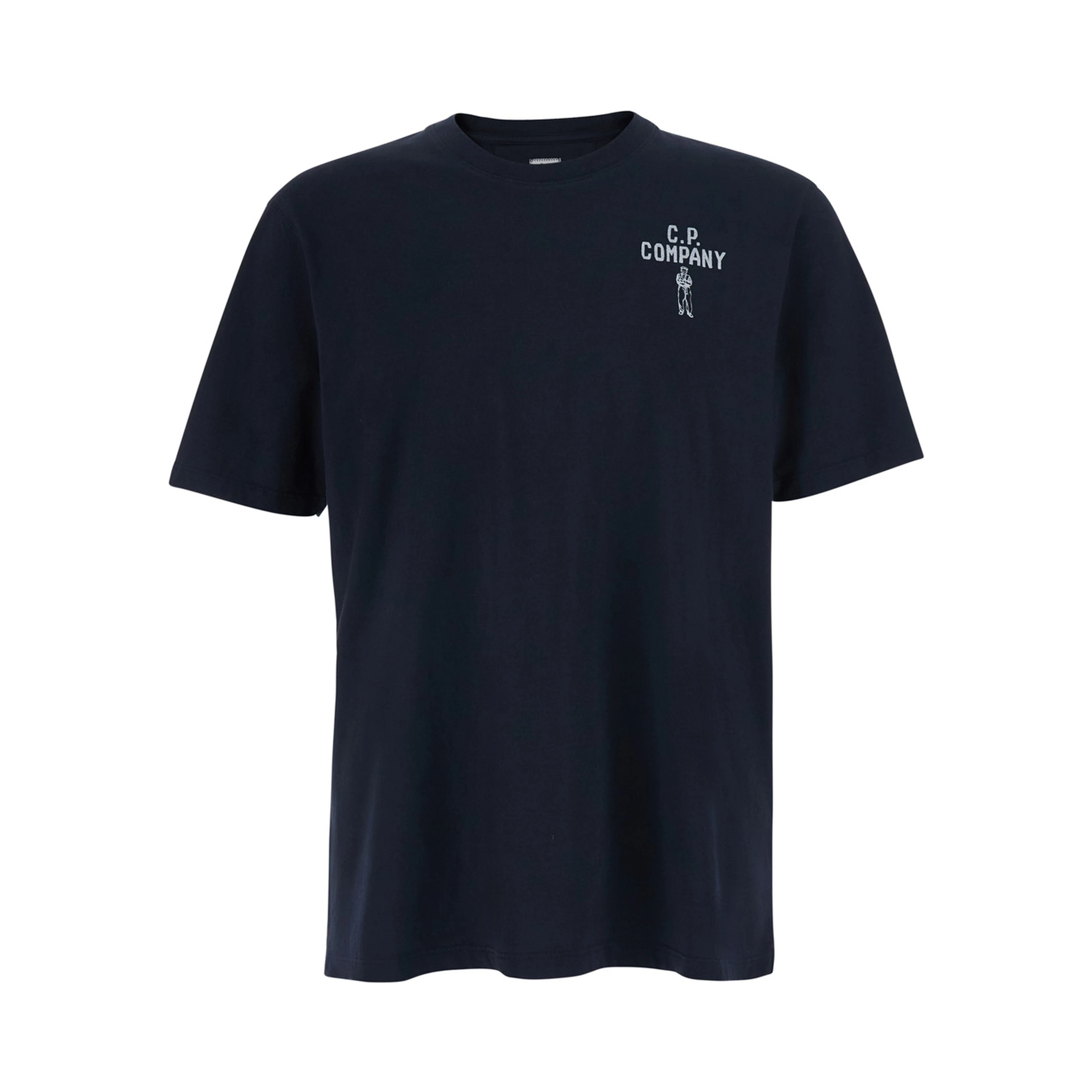 Blue T-Shirt with Round Neck and Logo Print in Cotton Man