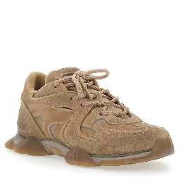 Eris Beige Low Top Sneakers with Logo Patch on the Tongue in Leather and Fabric Woman