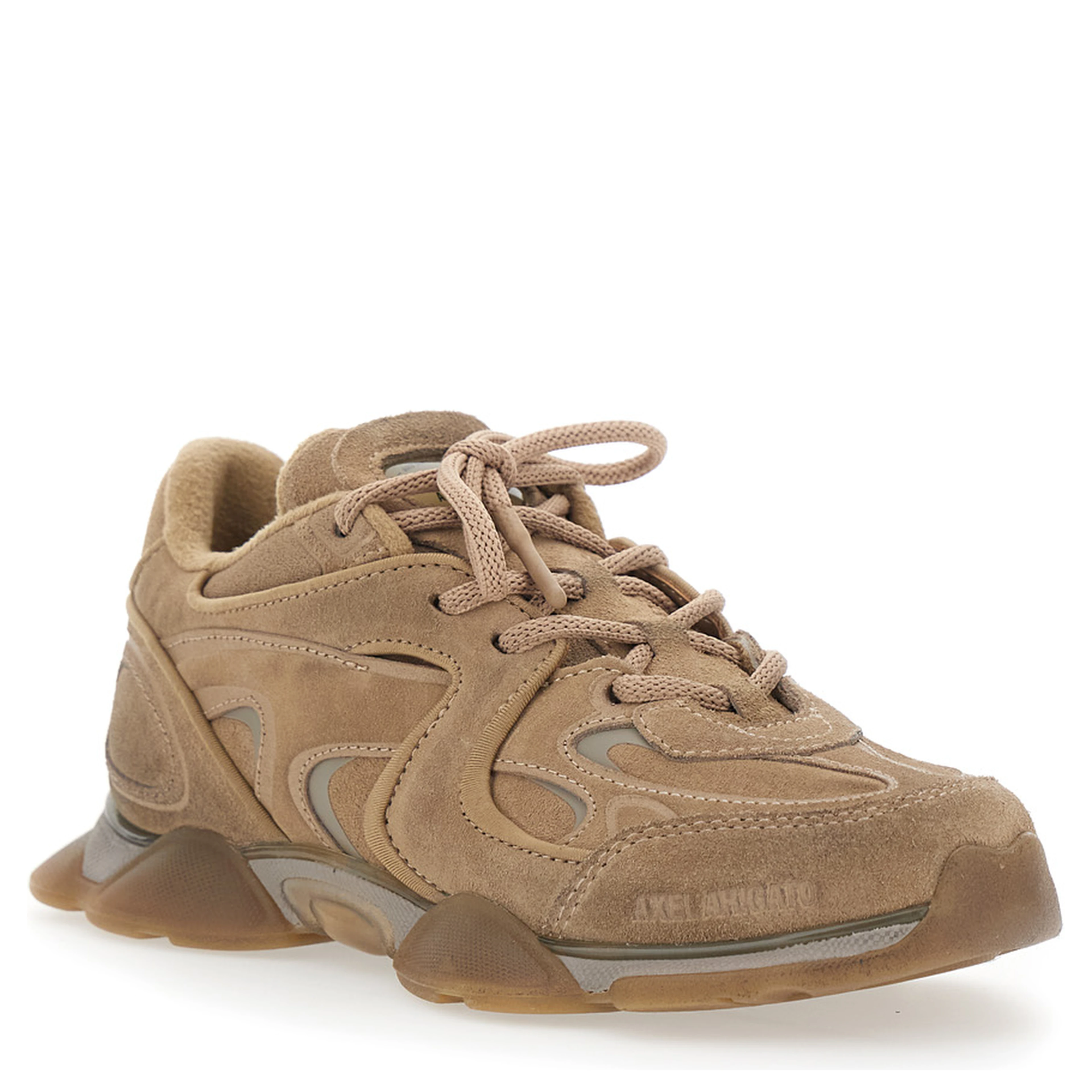 Eris Beige Low Top Sneakers with Logo Patch on the Tongue in Leather and Fabric Woman