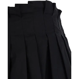 Black Skirt with Pleated Design in Cotton for Women