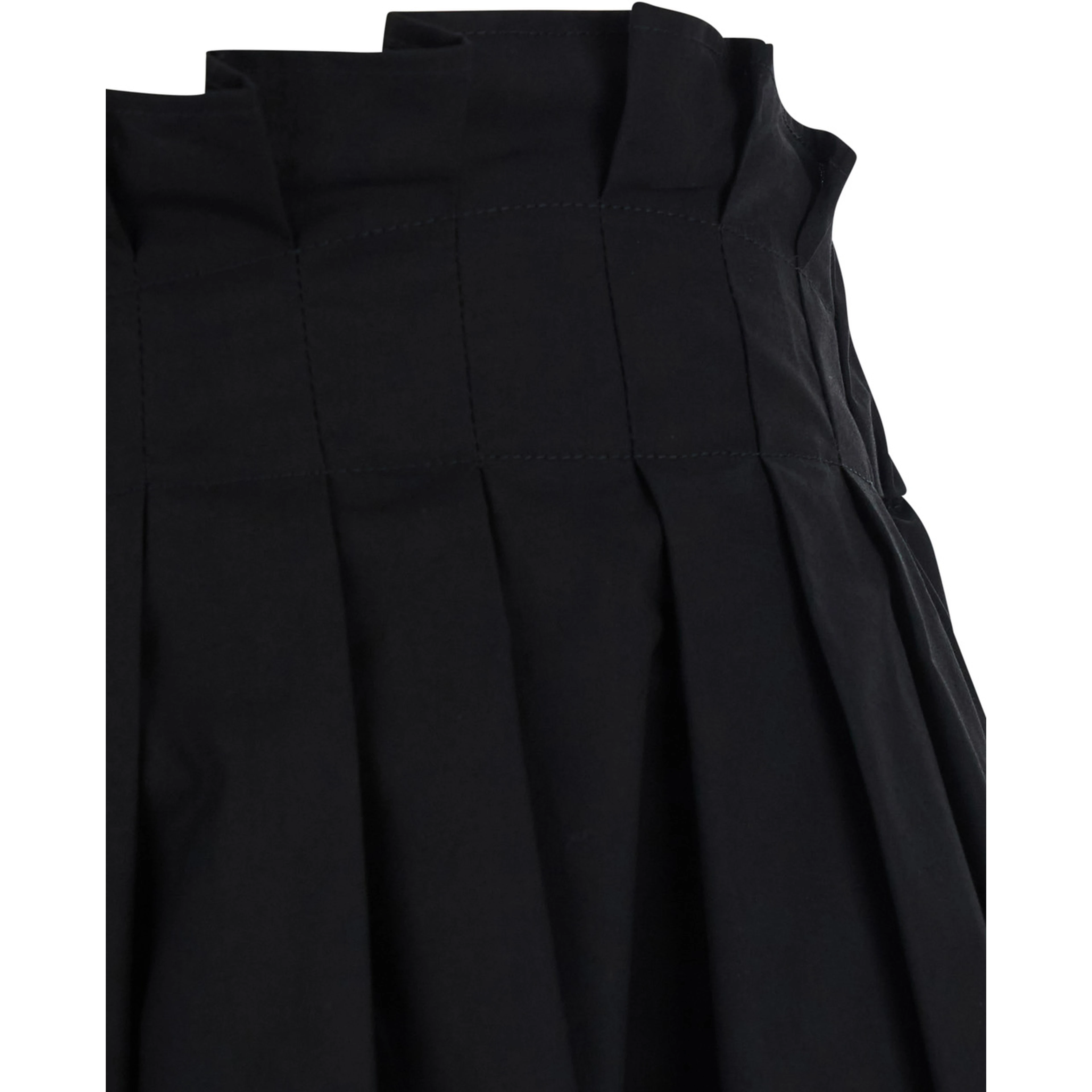 Black Skirt with Pleated Design in Cotton for Women