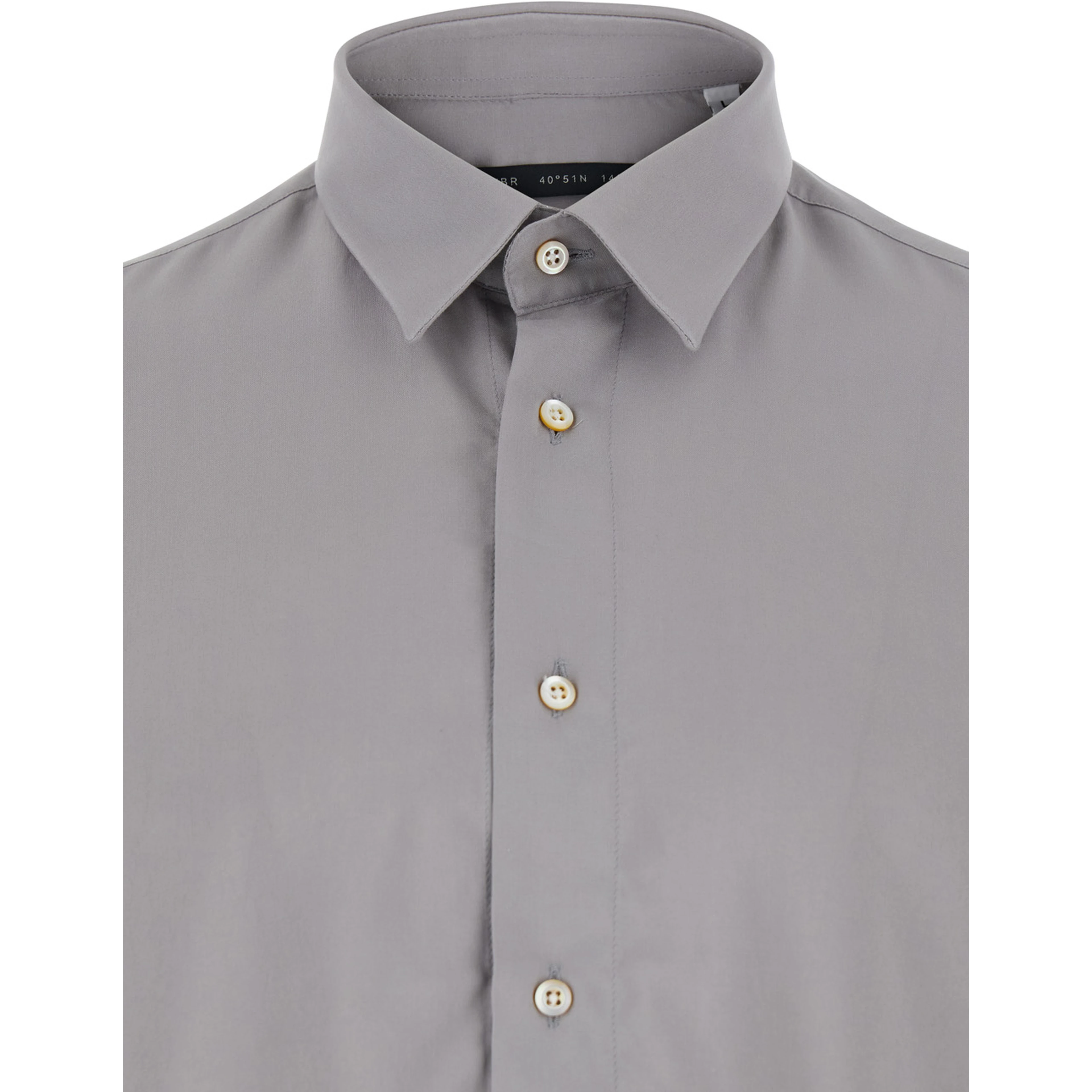 Grey Shirt with short sleeves and classic collar in Viscose for Men