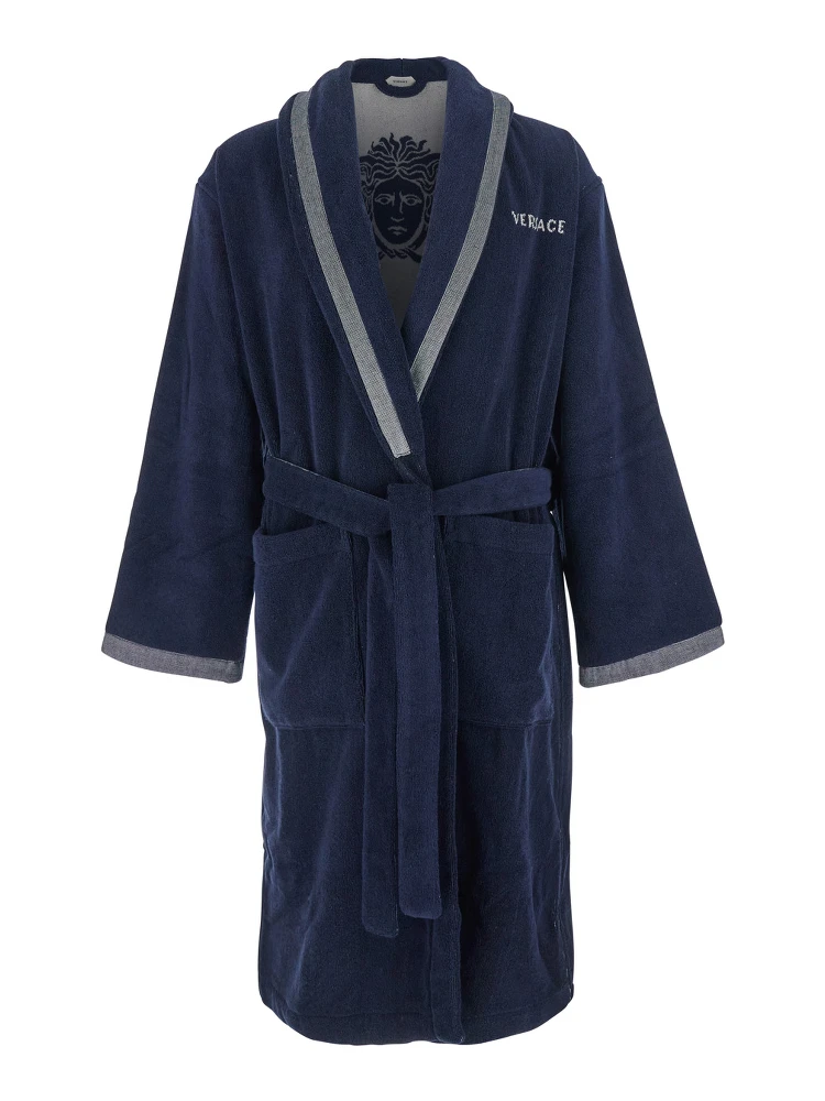 Unisex Blue Medusa Jacquard Bathrobe