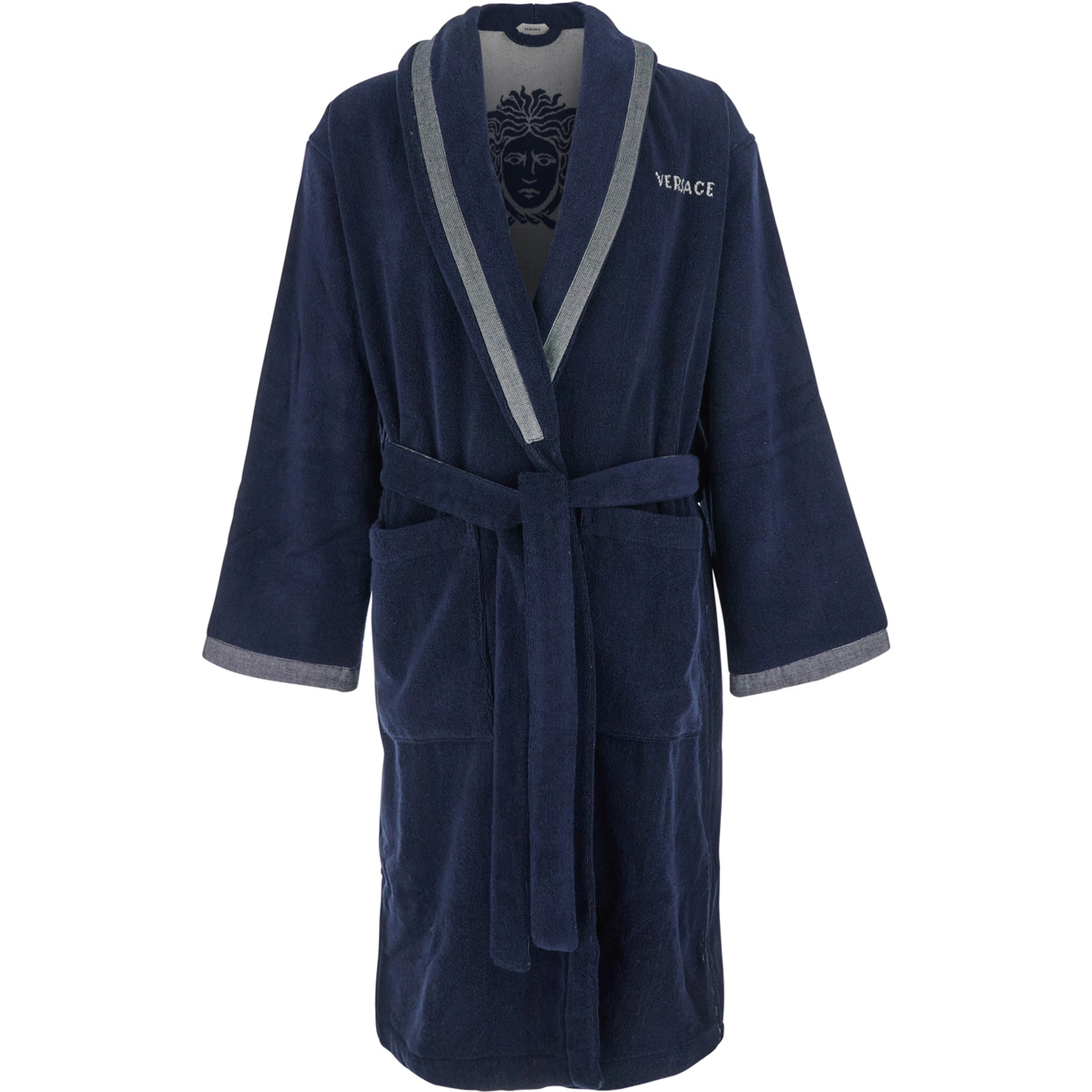 Unisex Blue Medusa Jacquard Bathrobe