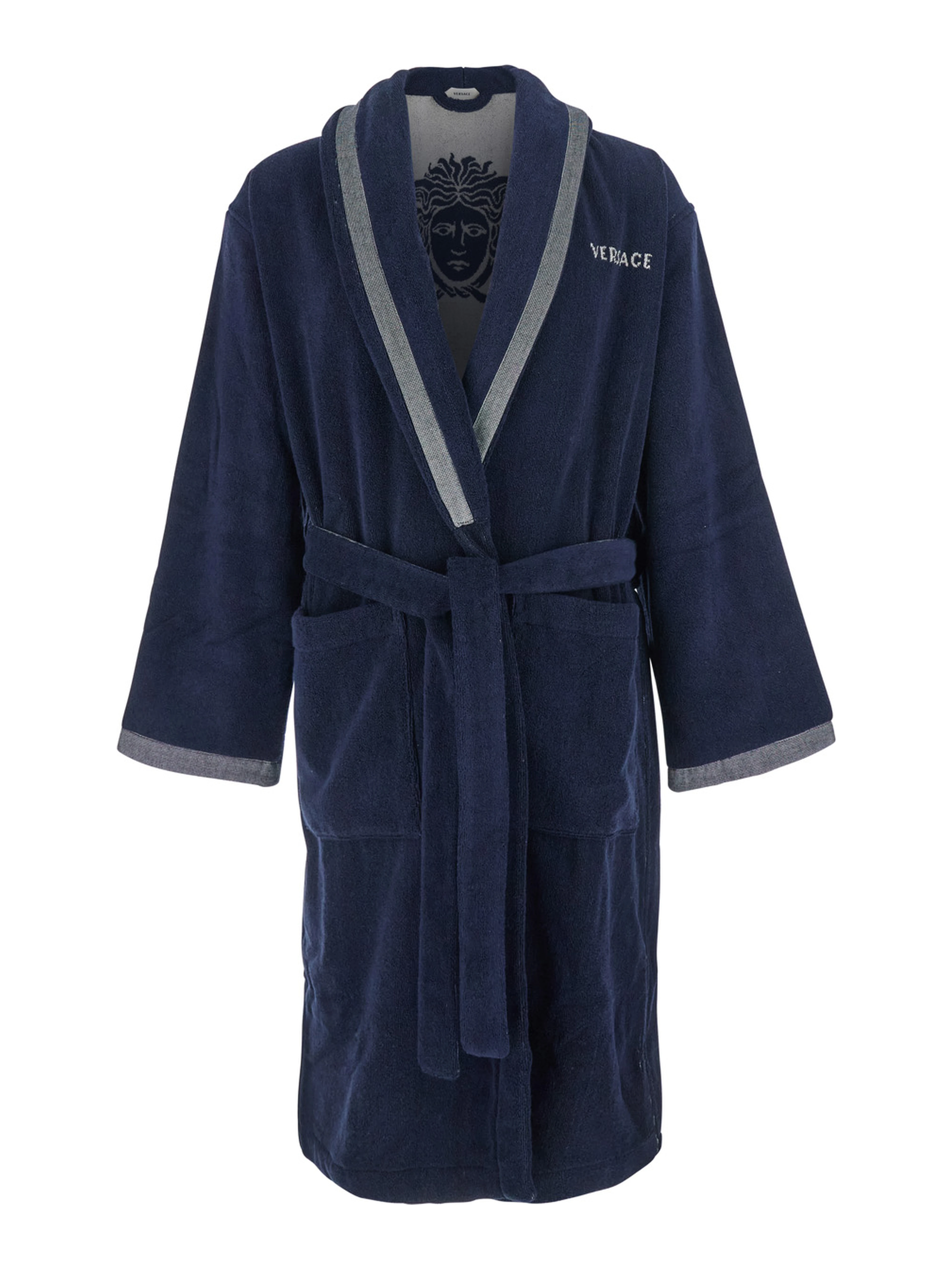 Unisex Blue Medusa Jacquard Bathrobe