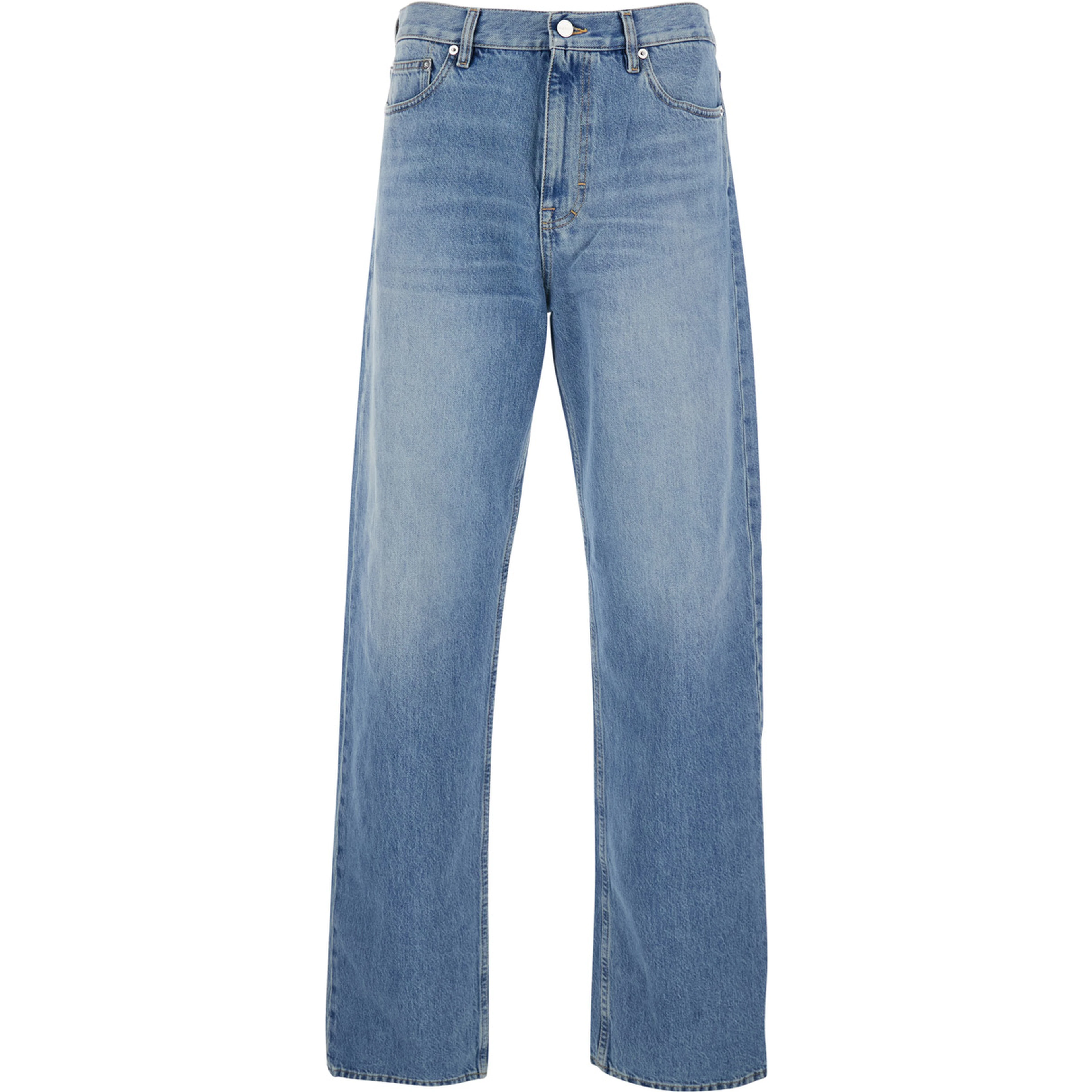 Light Blue Jeans with Bleach Effect in Denim for Men