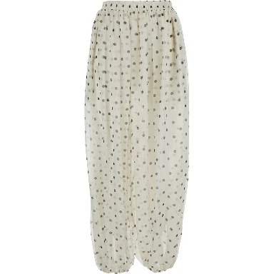 White Pants with All-over Polka Dot Print in Tech Fabric Women