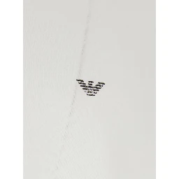 White crew-neck t-shirt with logo on front and back in cotton man