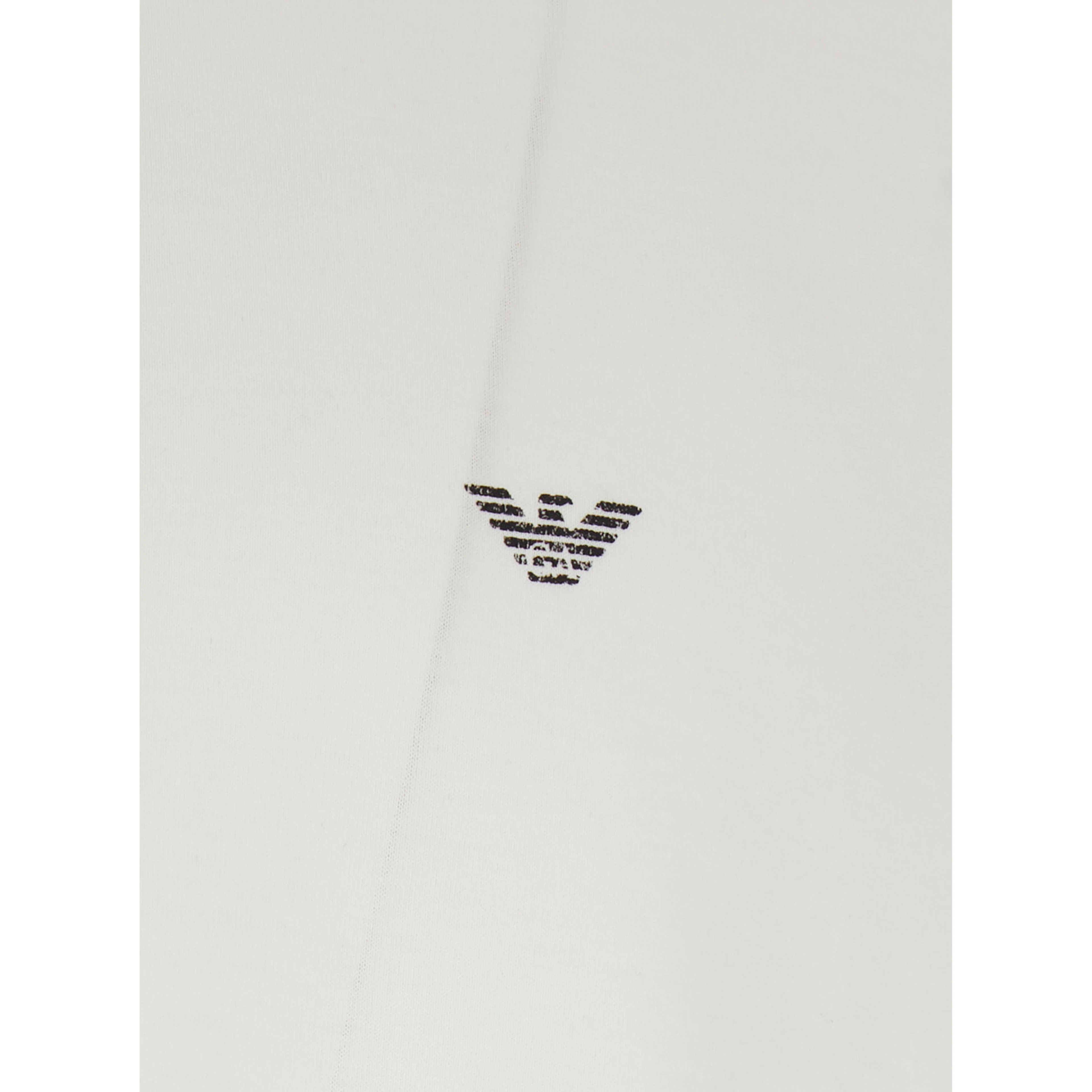 White crew-neck t-shirt with logo on front and back in cotton man