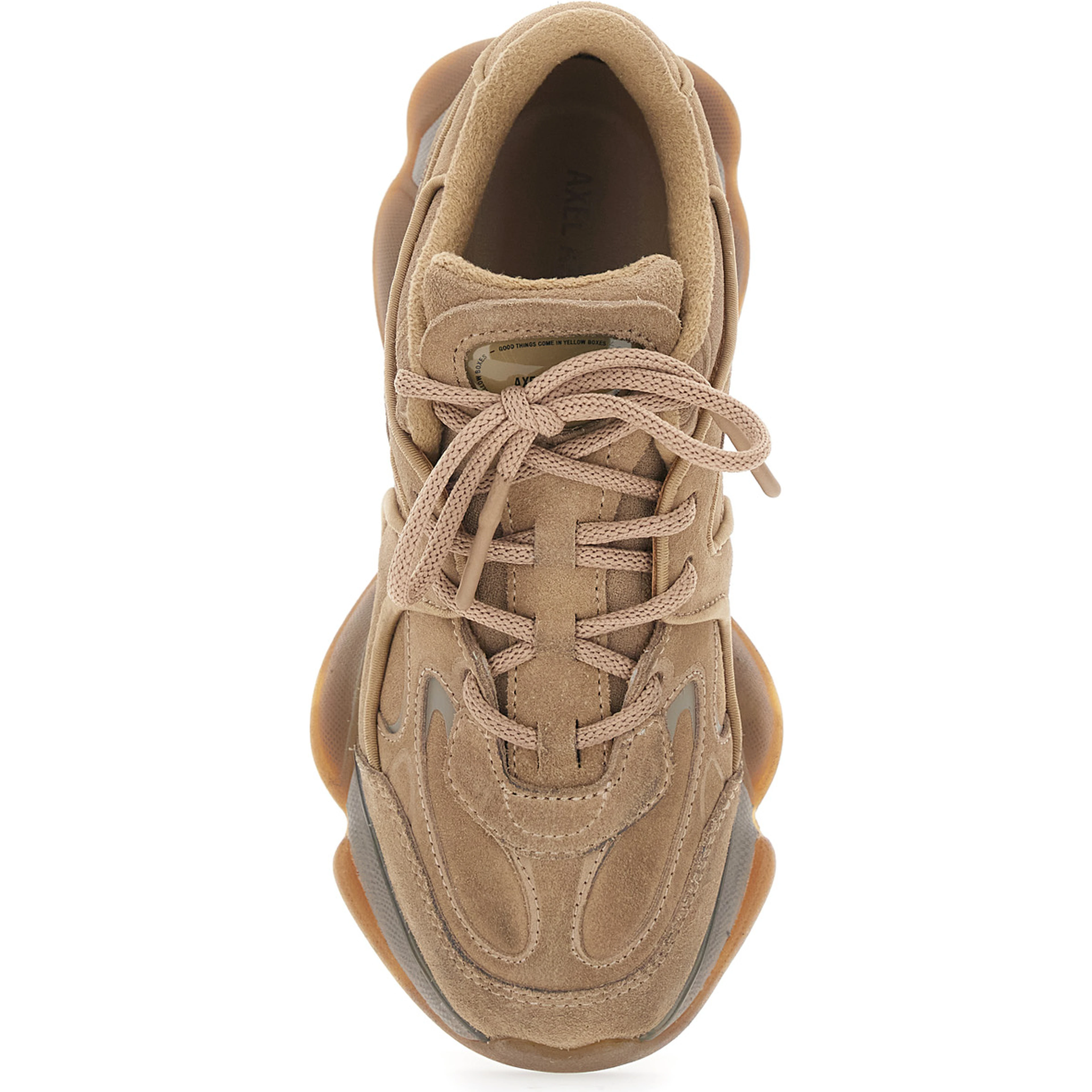 Eris Beige Low Top Sneakers with Logo Patch on the Tongue in Leather and Fabric Woman