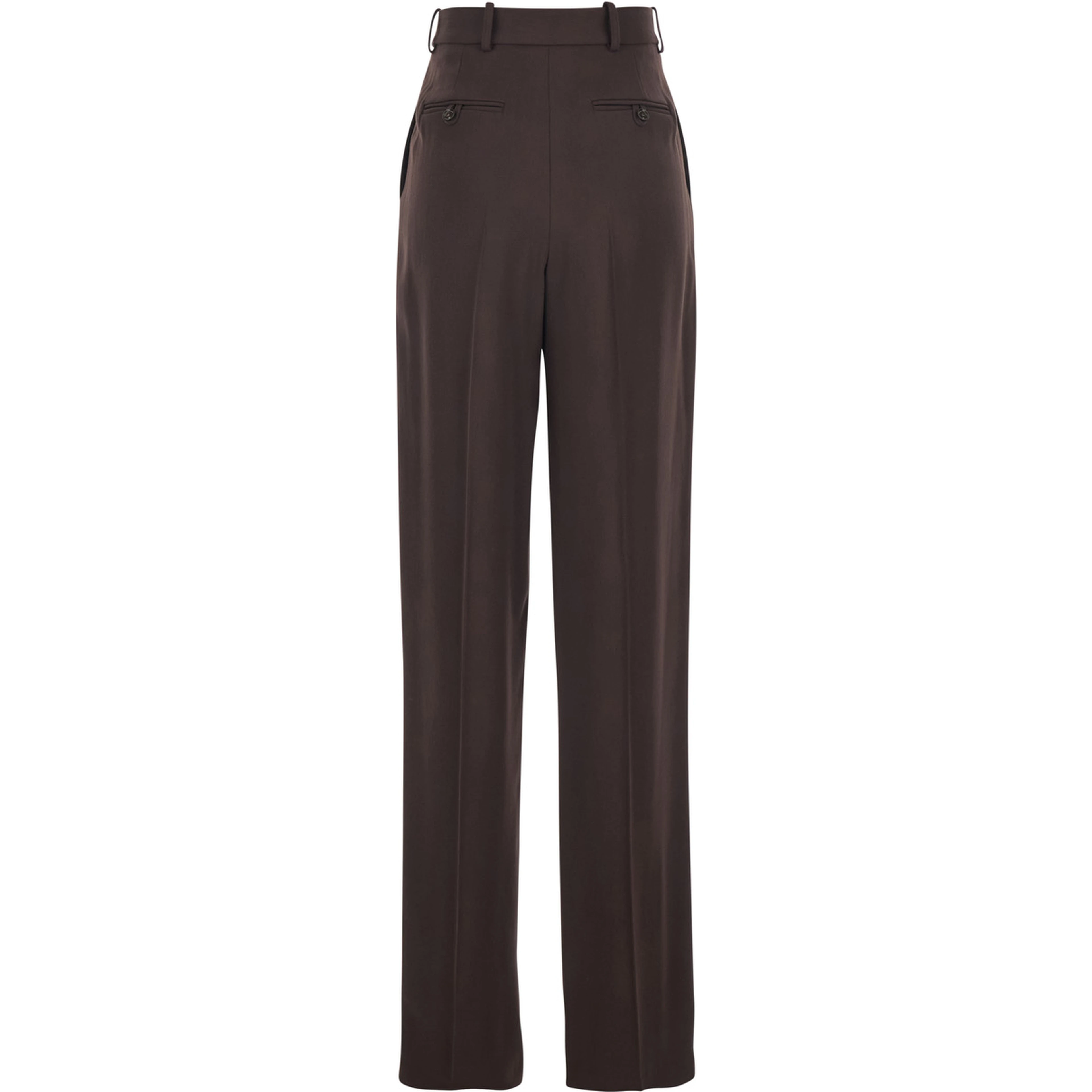 Brown Stretch Viscose Belt Loop Trousers for Women