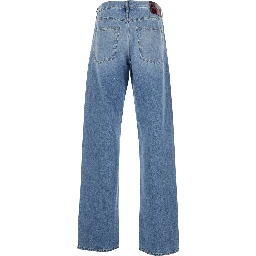 Light Blue Jeans with Bleach Effect in Denim for Men