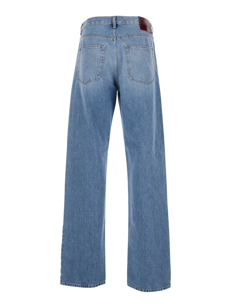 Light Blue Jeans with Bleach Effect in Denim for Men alternative