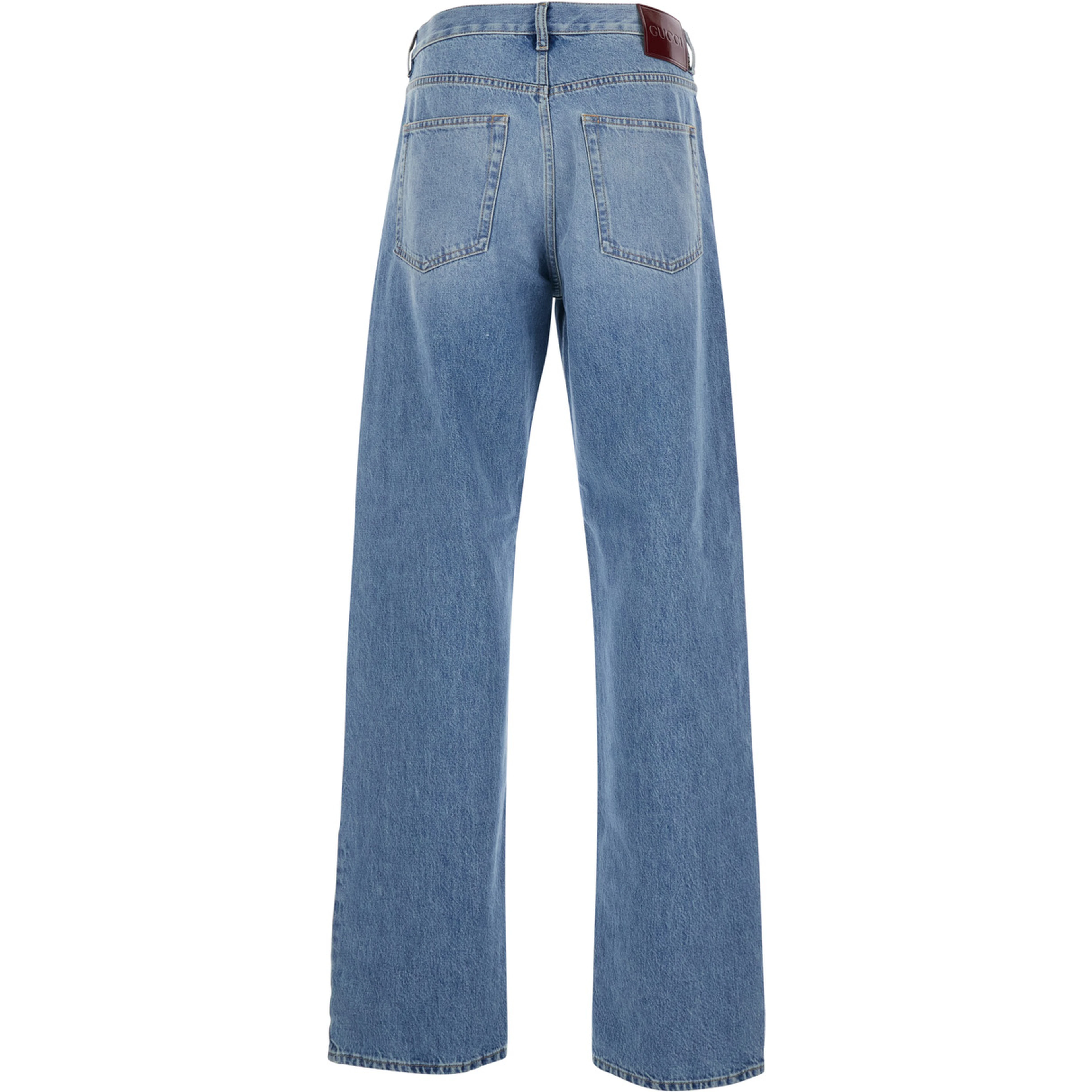 Light Blue Jeans with Bleach Effect in Denim for Men