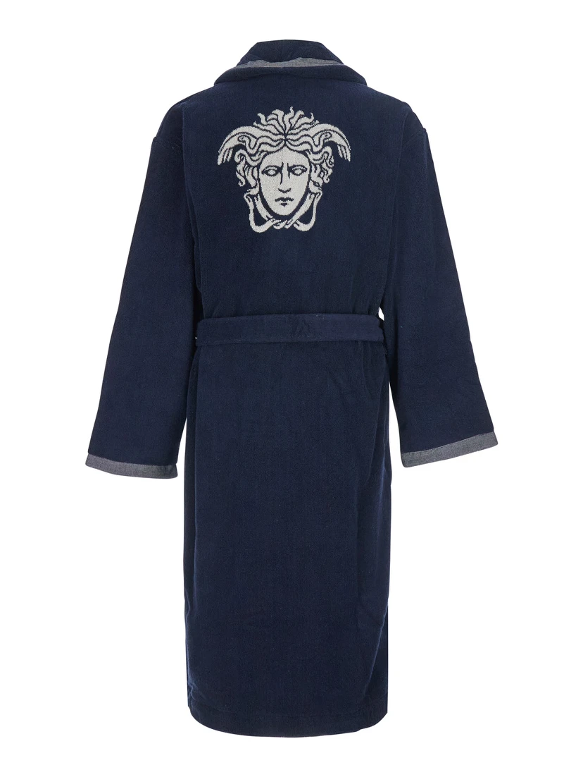 Unisex Blue Medusa Jacquard Bathrobe
