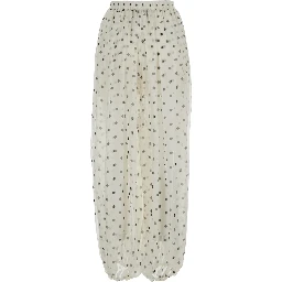 White Pants with All-over Polka Dot Print in Tech Fabric Women