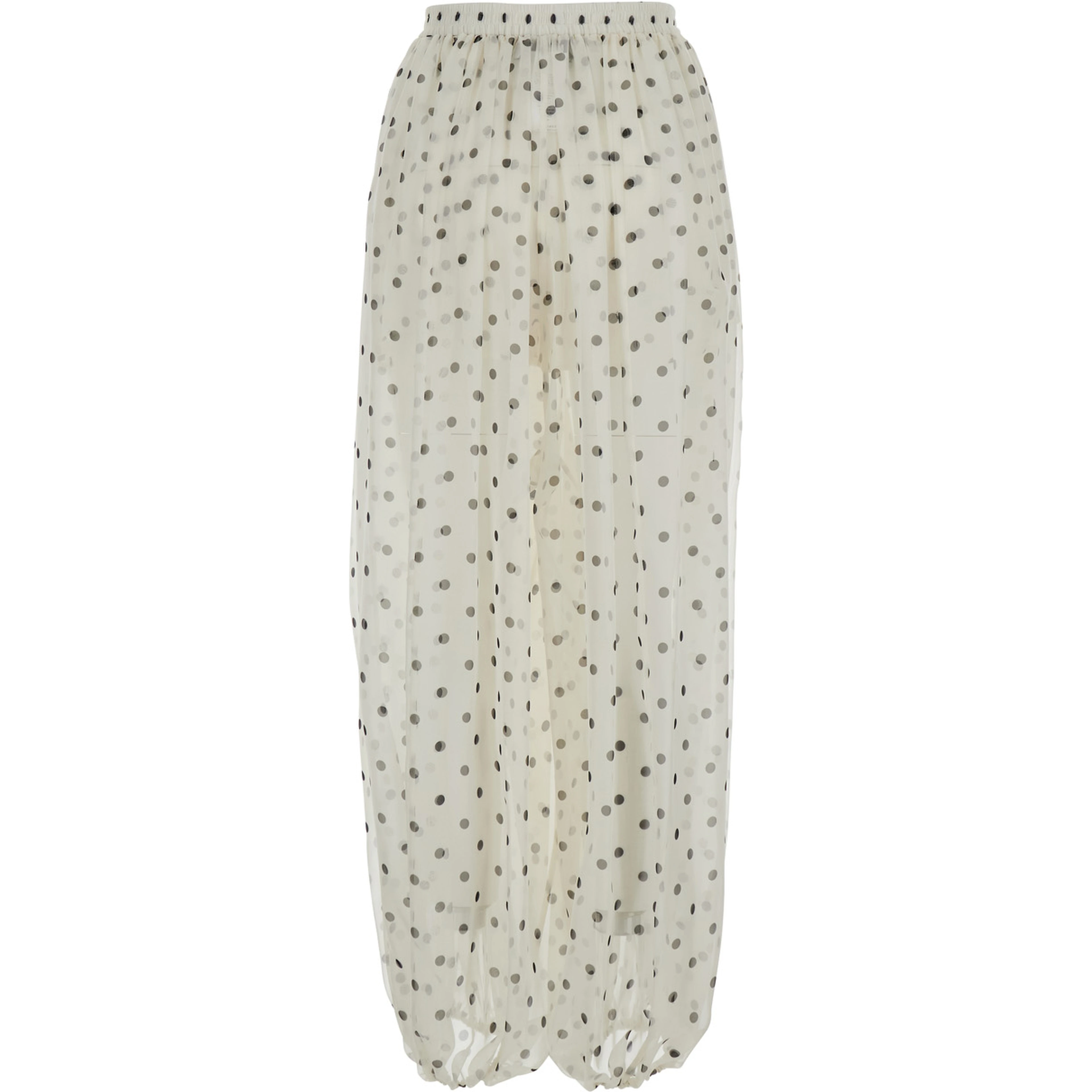White Pants with All-over Polka Dot Print in Tech Fabric Women