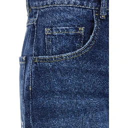 Wide Leg Jeans with Logo Patch on the Back in Blue Denim for Women