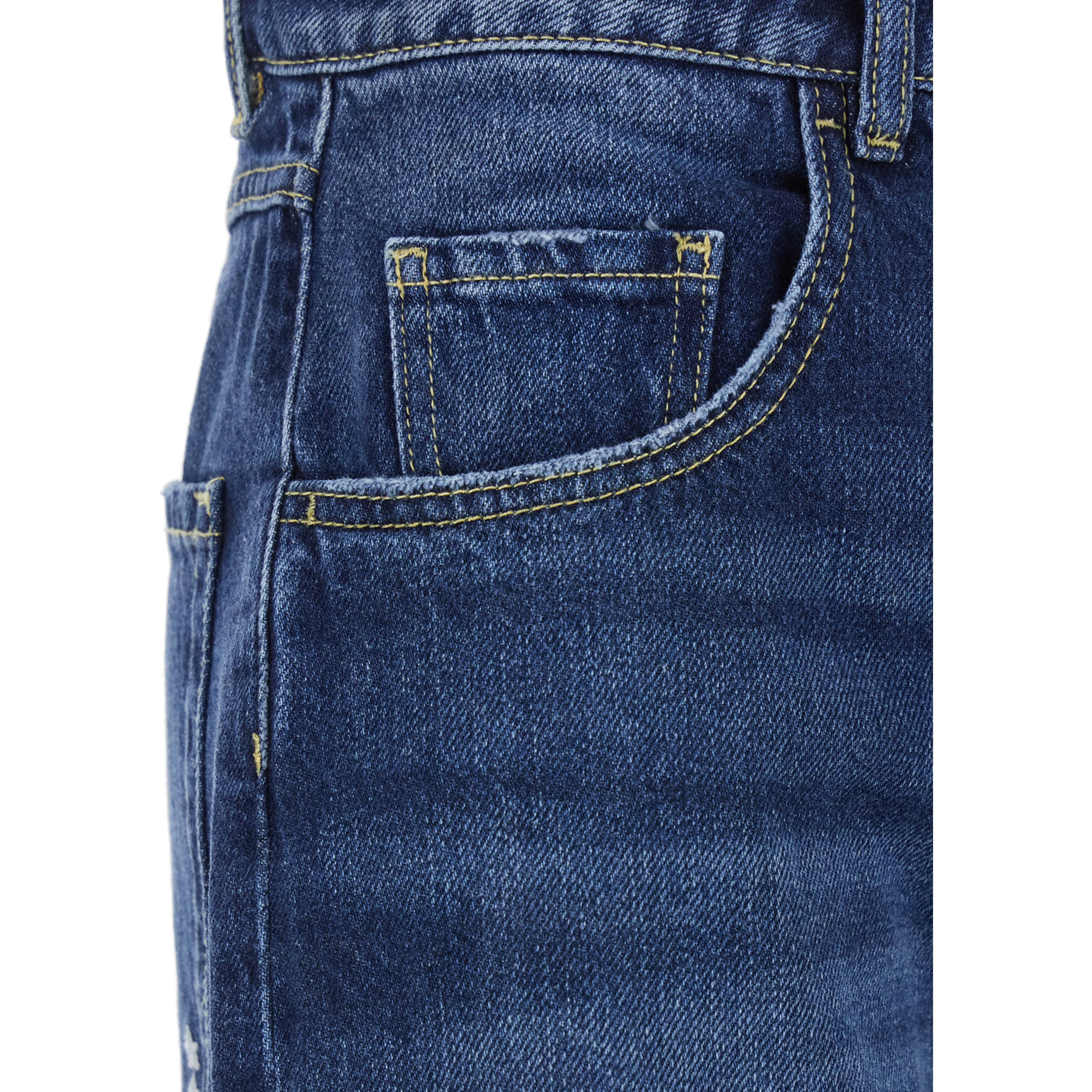 Wide Leg Jeans with Logo Patch on the Back in Blue Denim for Women