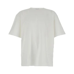 White Crew Neck T-Shirt with Embroidery on the Front in Cotton for Men