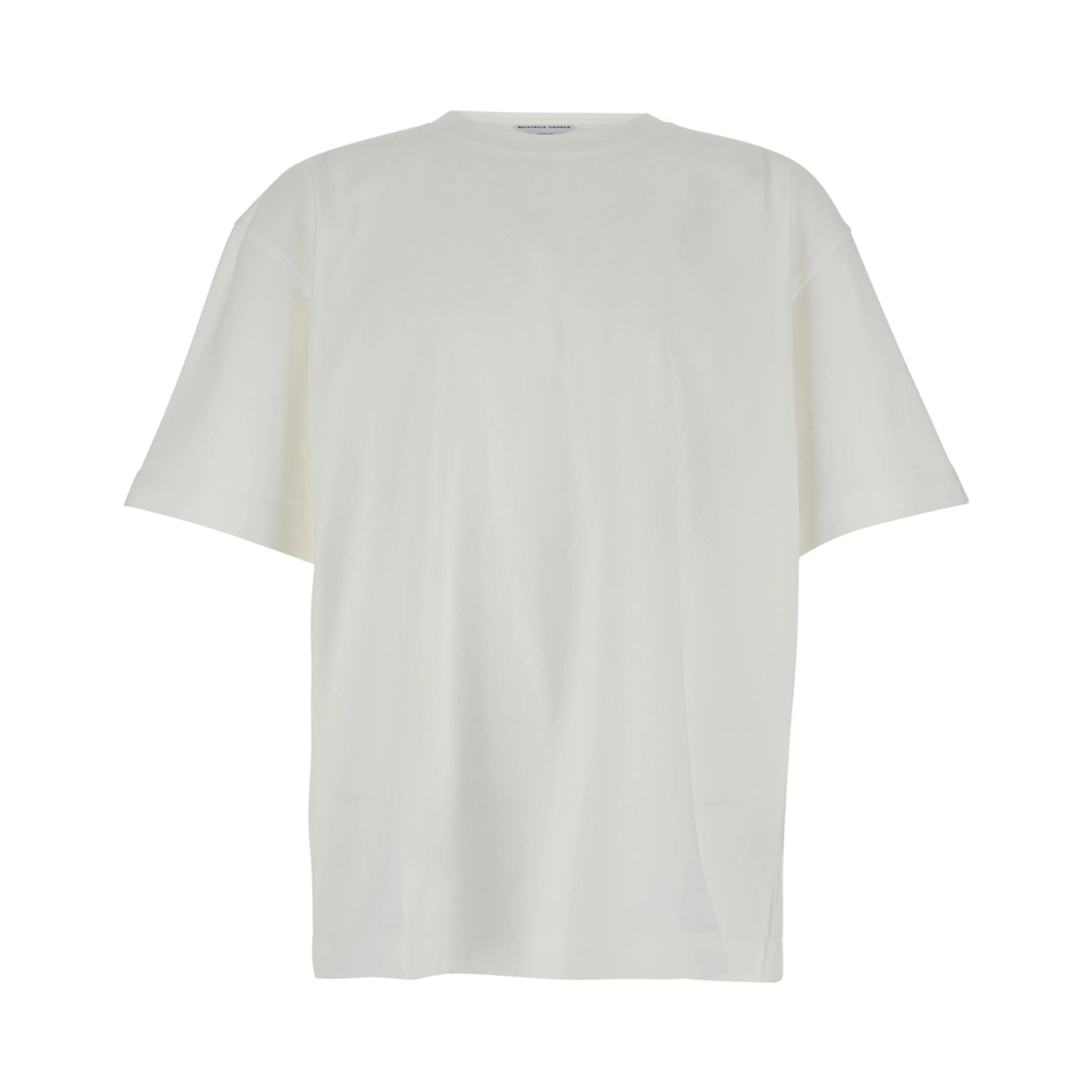 White Crew Neck T-Shirt with Embroidery on the Front in Cotton for Men