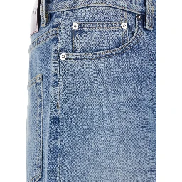 Light Blue Jeans with Bleach Effect in Denim for Men