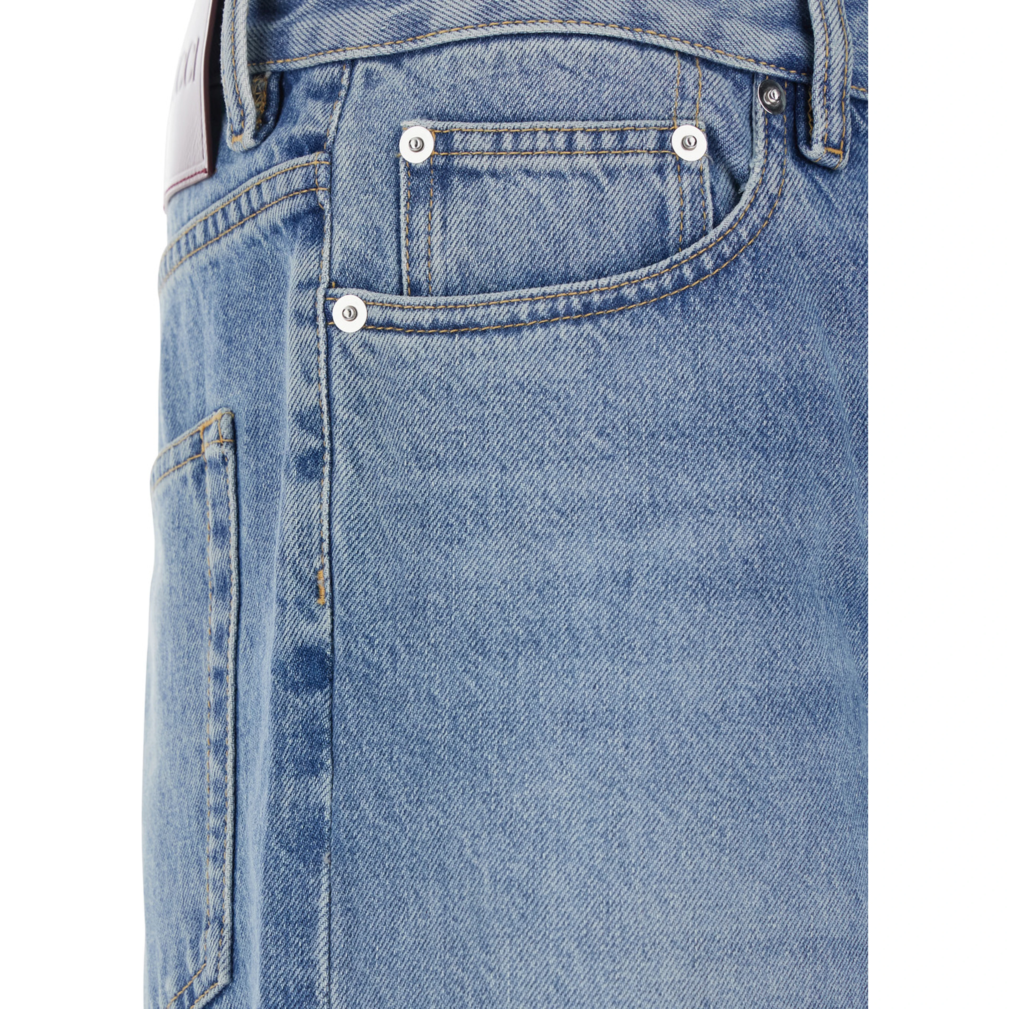 Light Blue Jeans with Bleach Effect in Denim for Men