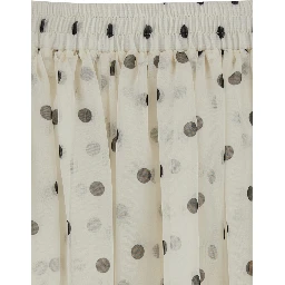 White Pants with All-over Polka Dot Print in Tech Fabric Women