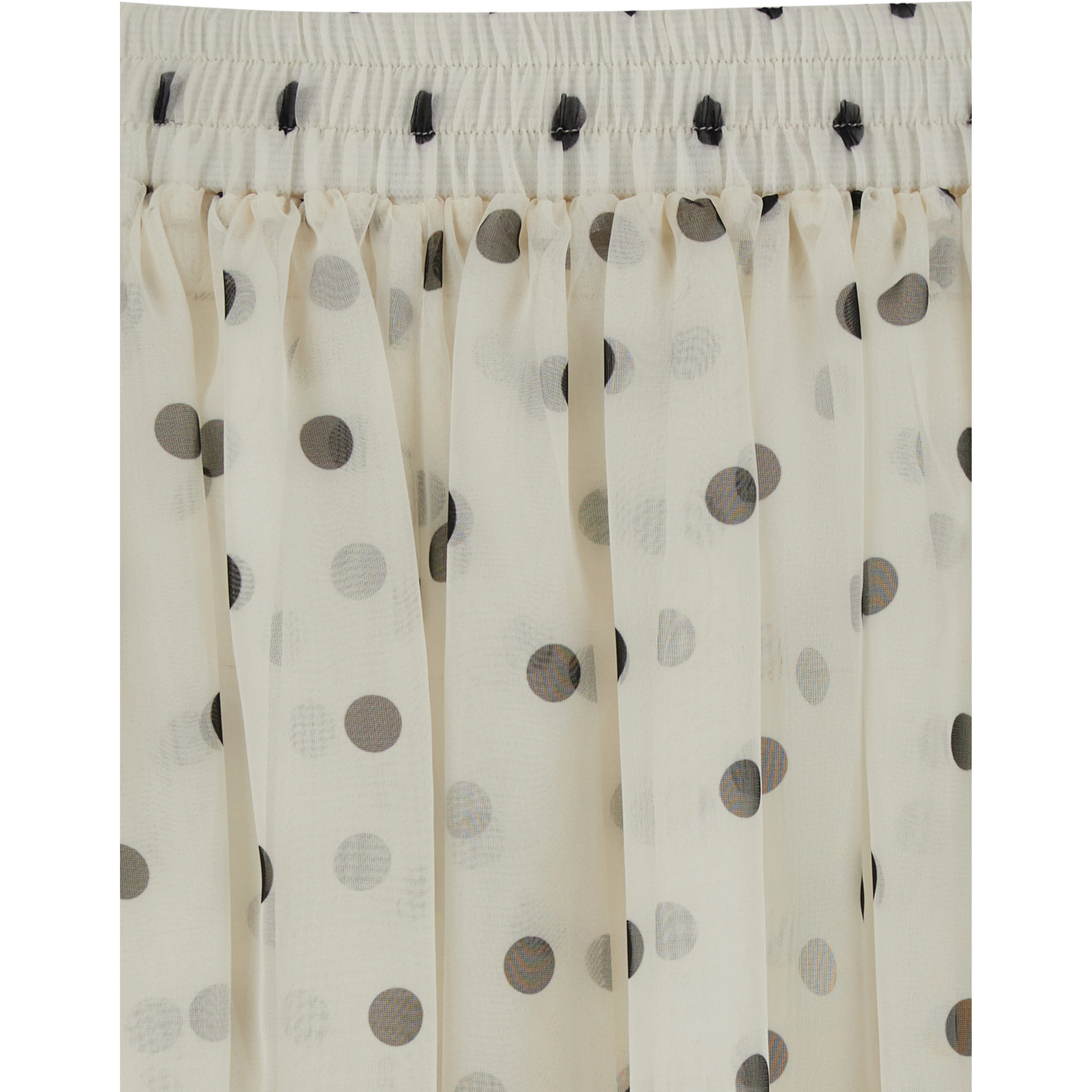 White Pants with All-over Polka Dot Print in Tech Fabric Women