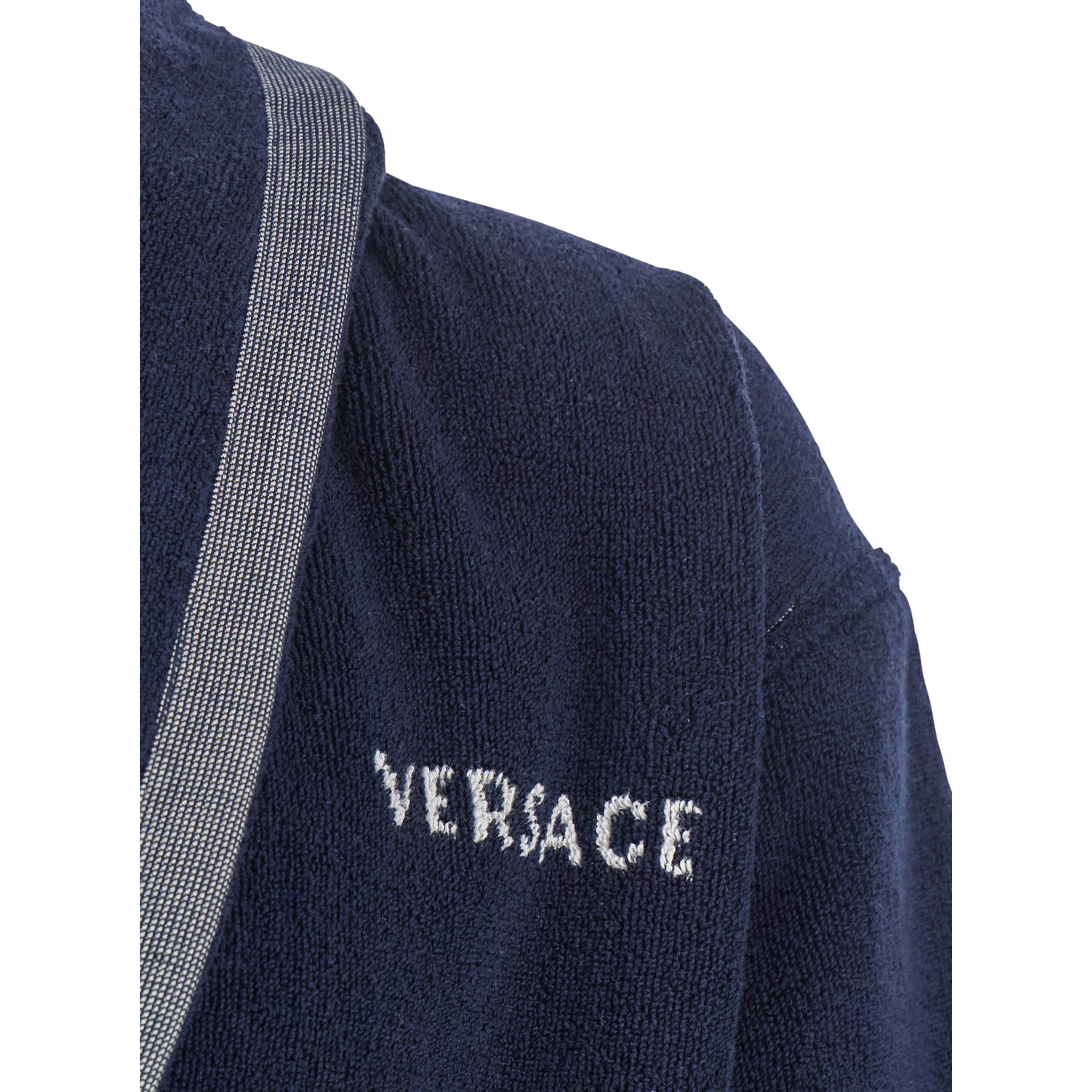Unisex Blue Medusa Jacquard Bathrobe