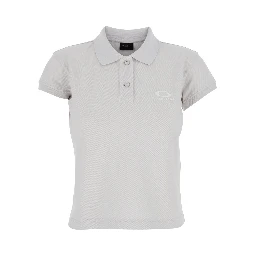 White Cotton Polo with Tone-on-Tone Logo for Women