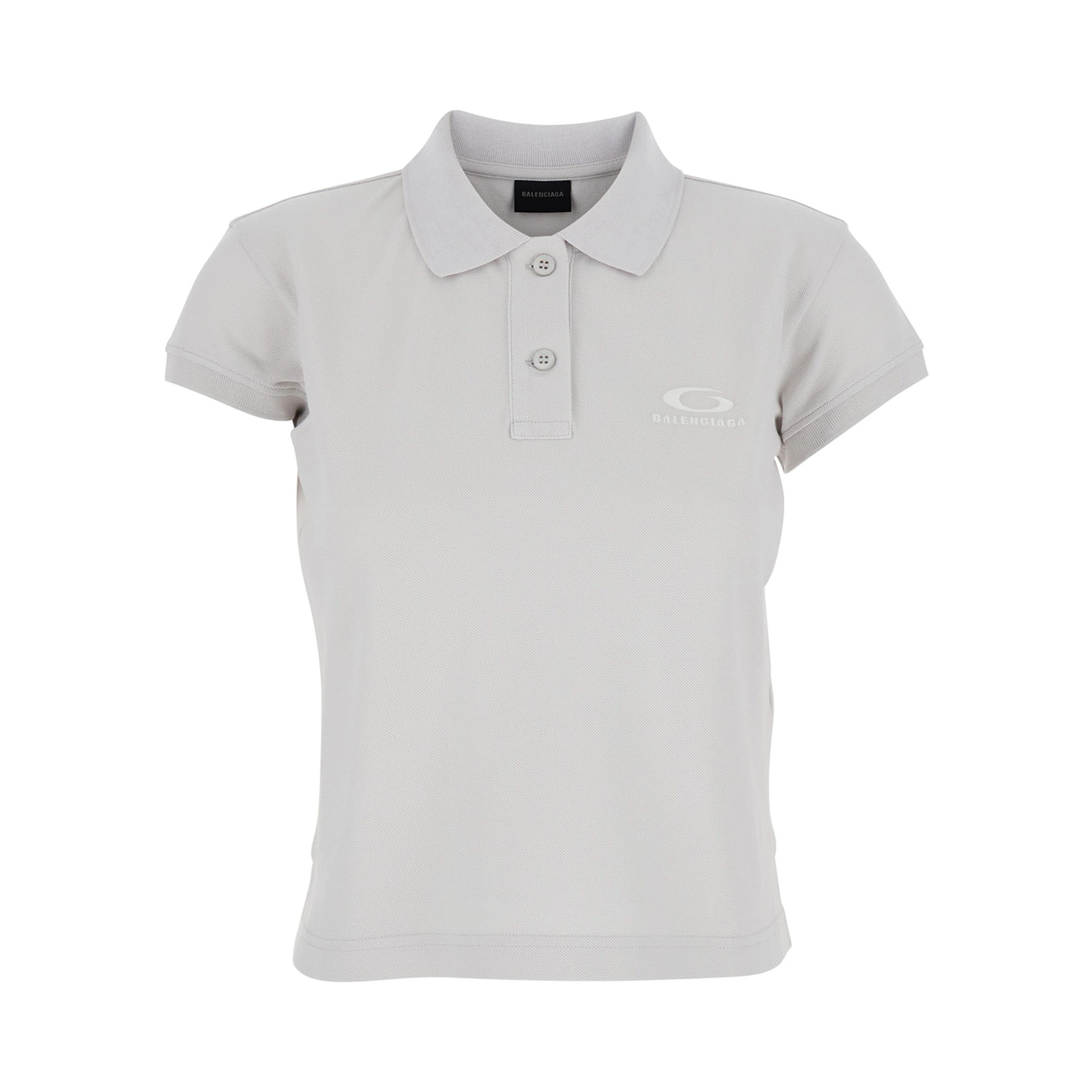 White Cotton Polo with Tone-on-Tone Logo for Women