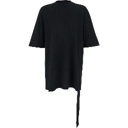 Black Cotton Crew Neck T-shirt with Raised Collar