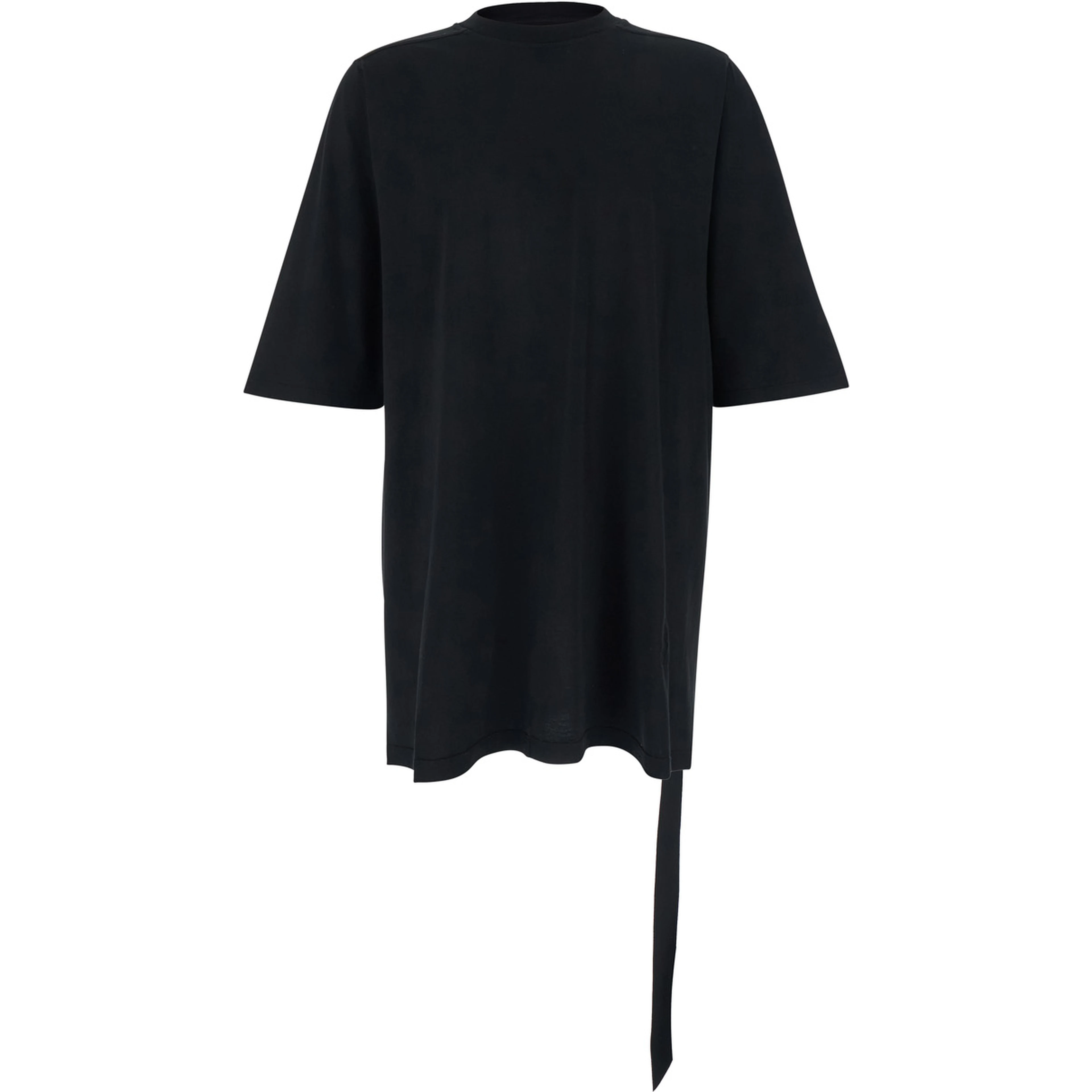 Black Cotton Crew Neck T-shirt with Raised Collar