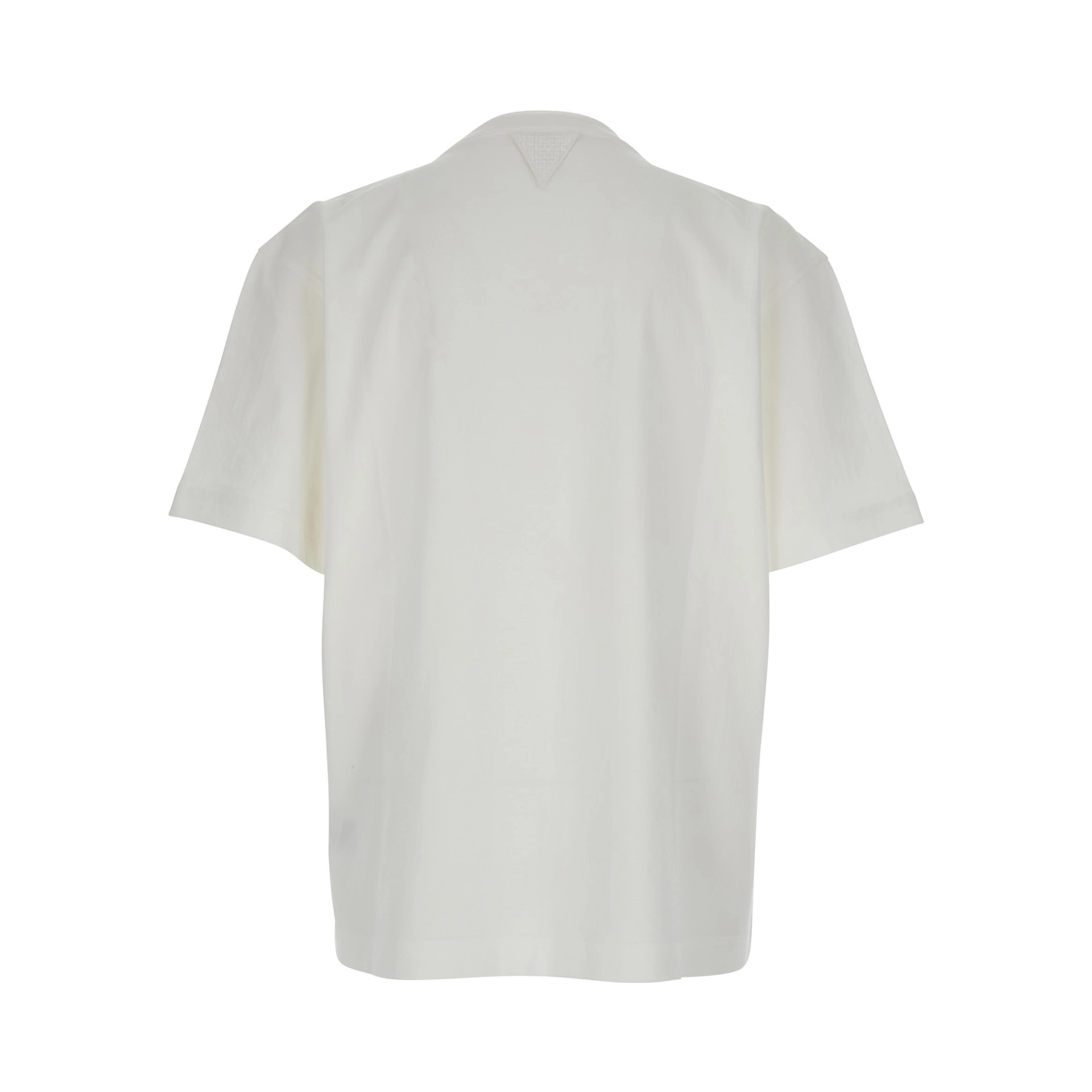 White Crew Neck T-Shirt with Embroidery on the Front in Cotton for Men