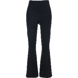Black Ribbed Design Pants for Women