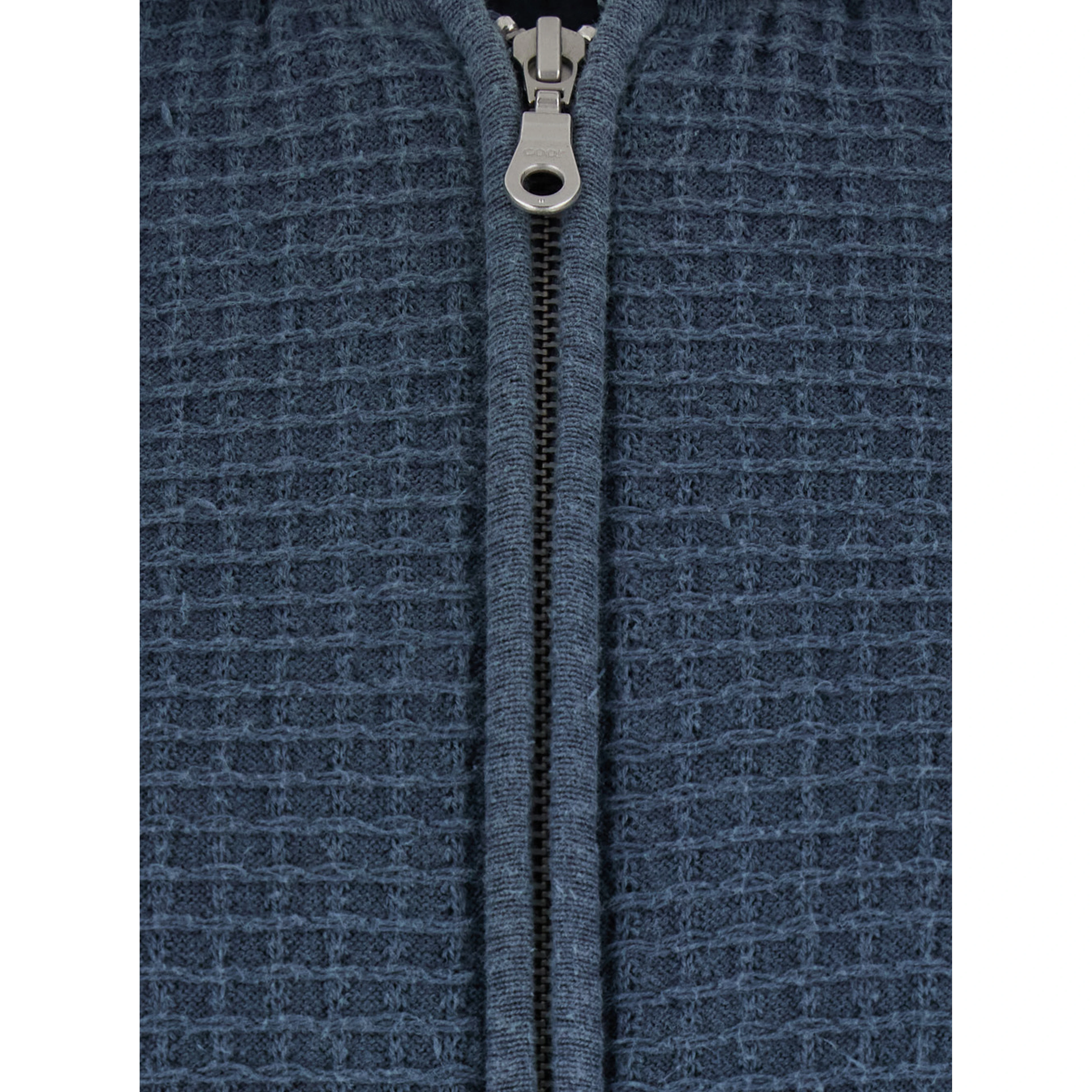 Blue Hooded Sweatshirt with Honeycomb Knit Design in Cotton Man