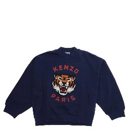 Blue UNISEX Hoodie with Front Logo in Cotton for Men