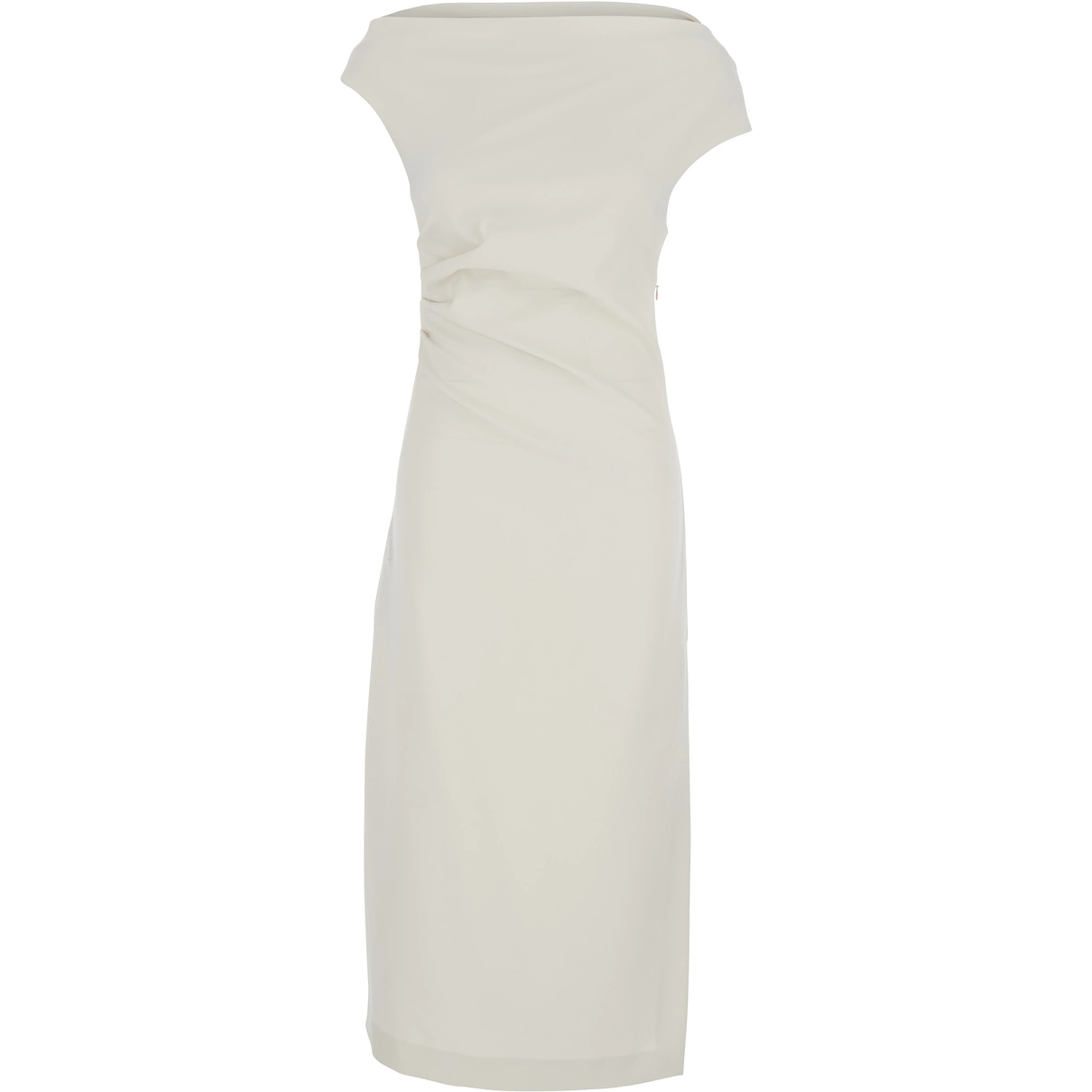 Long Dress with Square Neckline and Draped Details