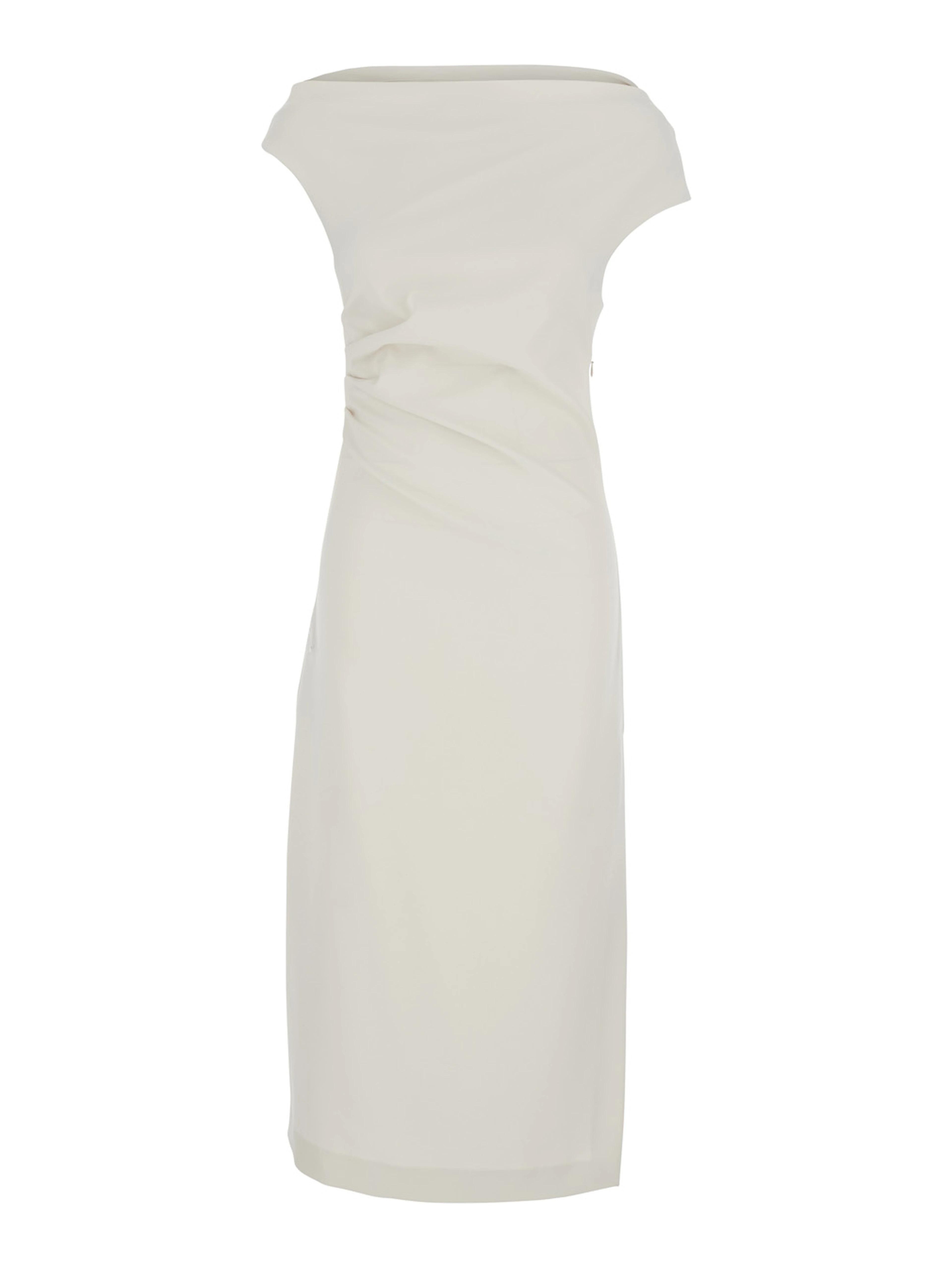 Long Dress with Square Neckline and Draped Details